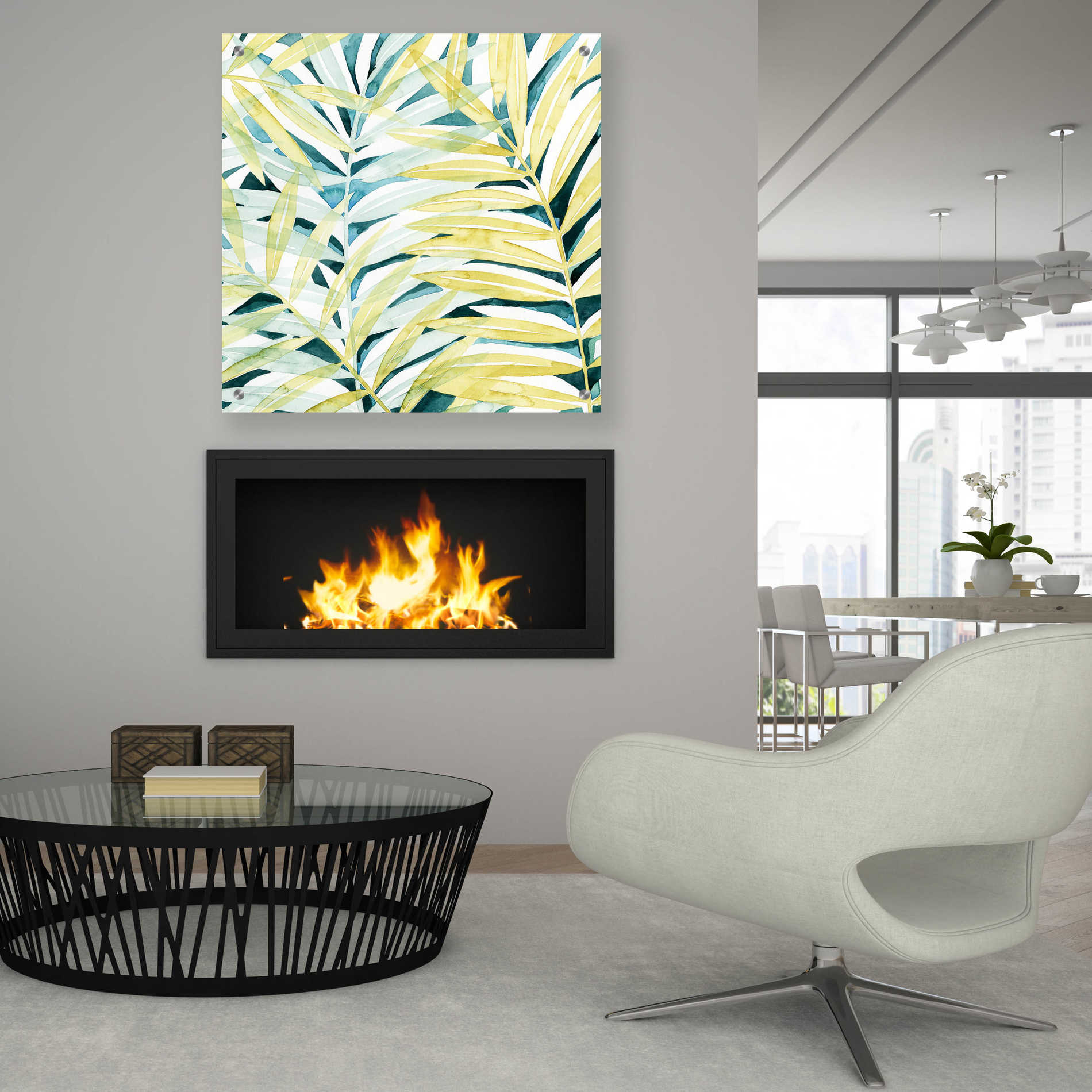 Epic Art 'Sunlit Palms I' by Grace Popp, Acrylic Glass Wall Art,36x36