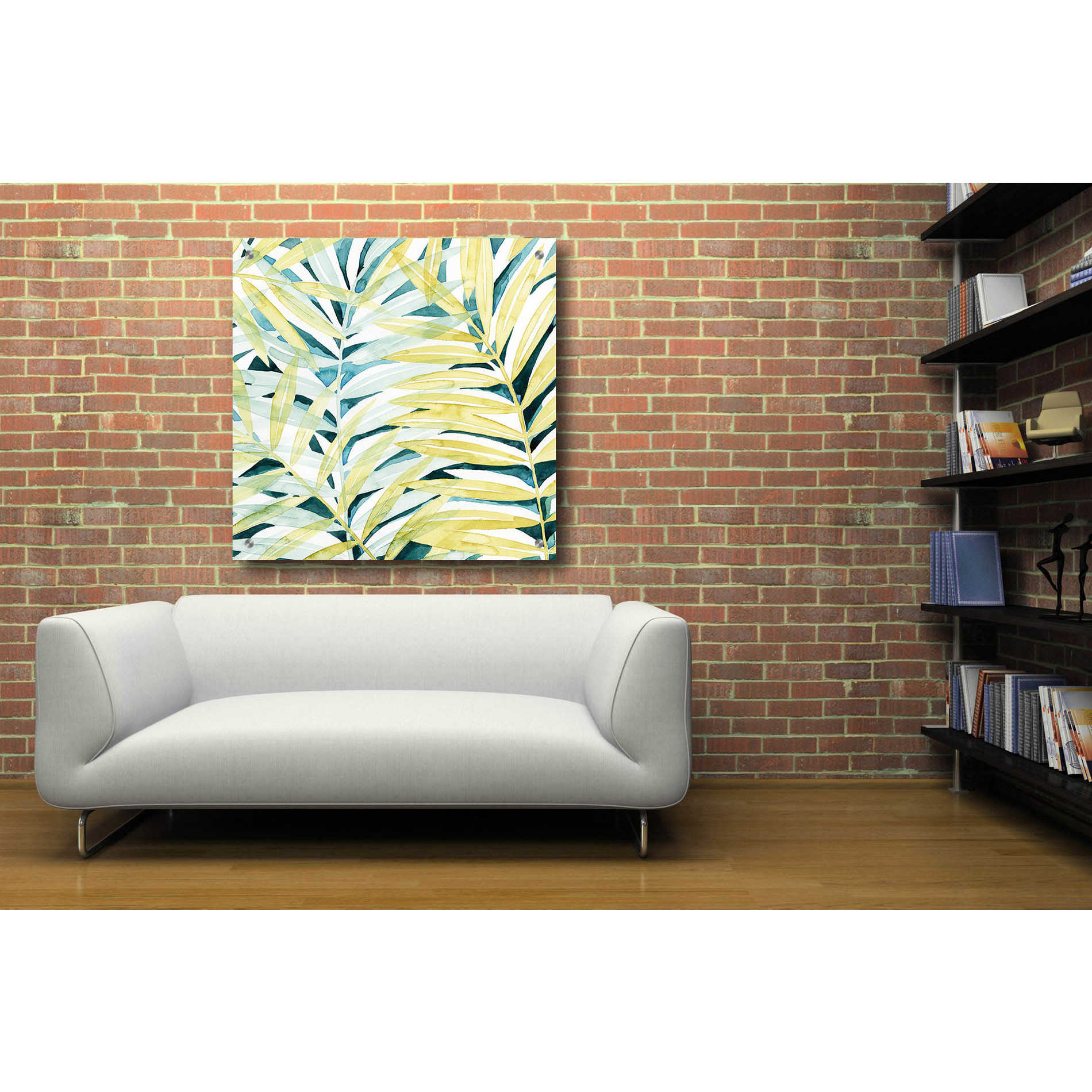 Epic Art 'Sunlit Palms I' by Grace Popp, Acrylic Glass Wall Art,36x36