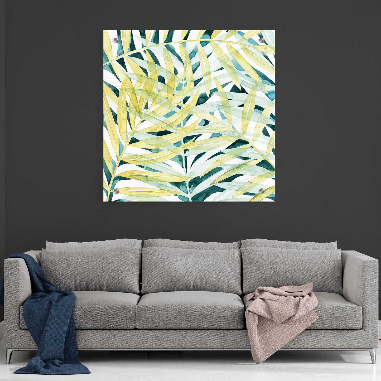 Epic Art 'Sunlit Palms II' by Grace Popp, Acrylic Glass Wall Art,36x36