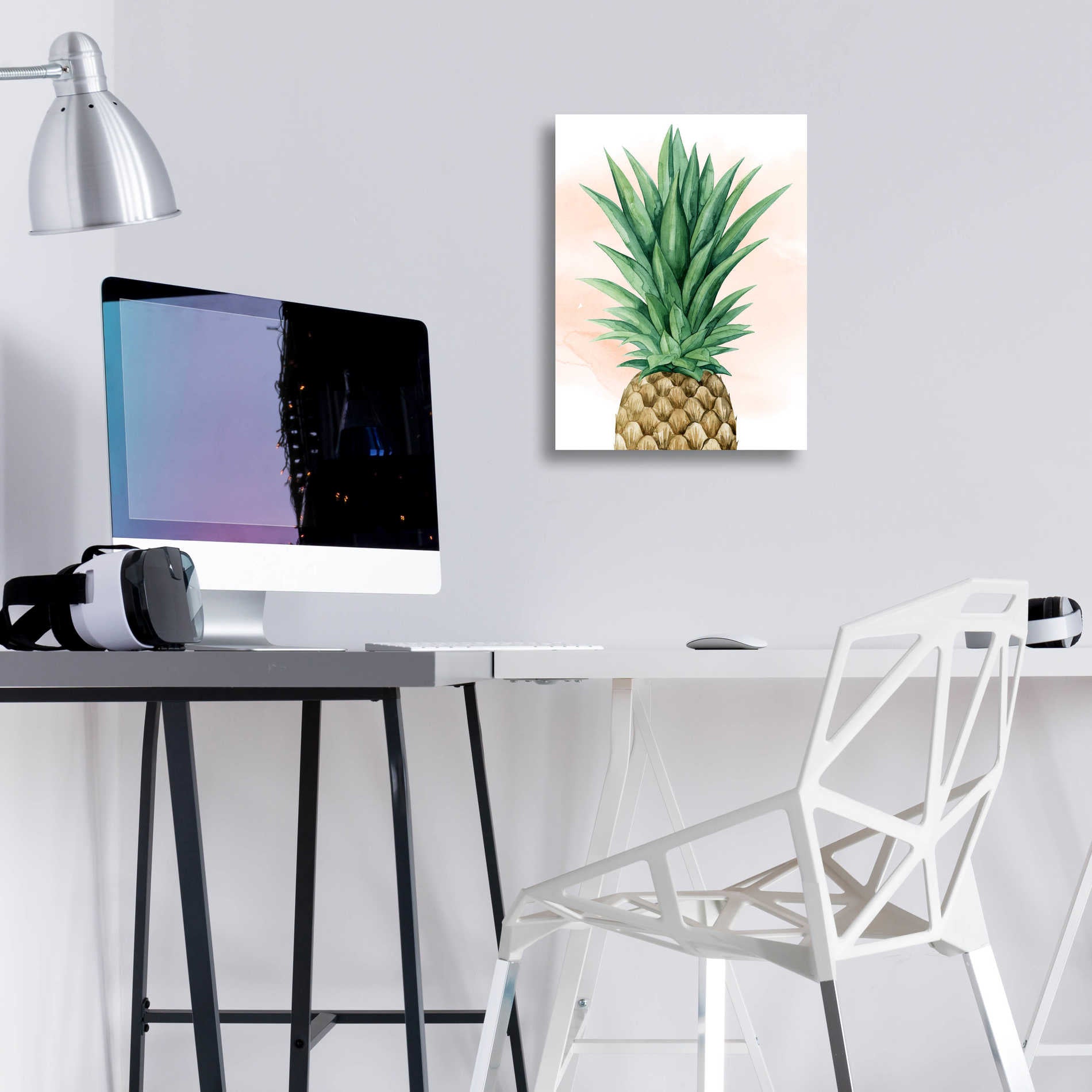 Epic Art 'Pineapple on Coral I' by Grace Popp, Acrylic Glass Wall Art,12x16