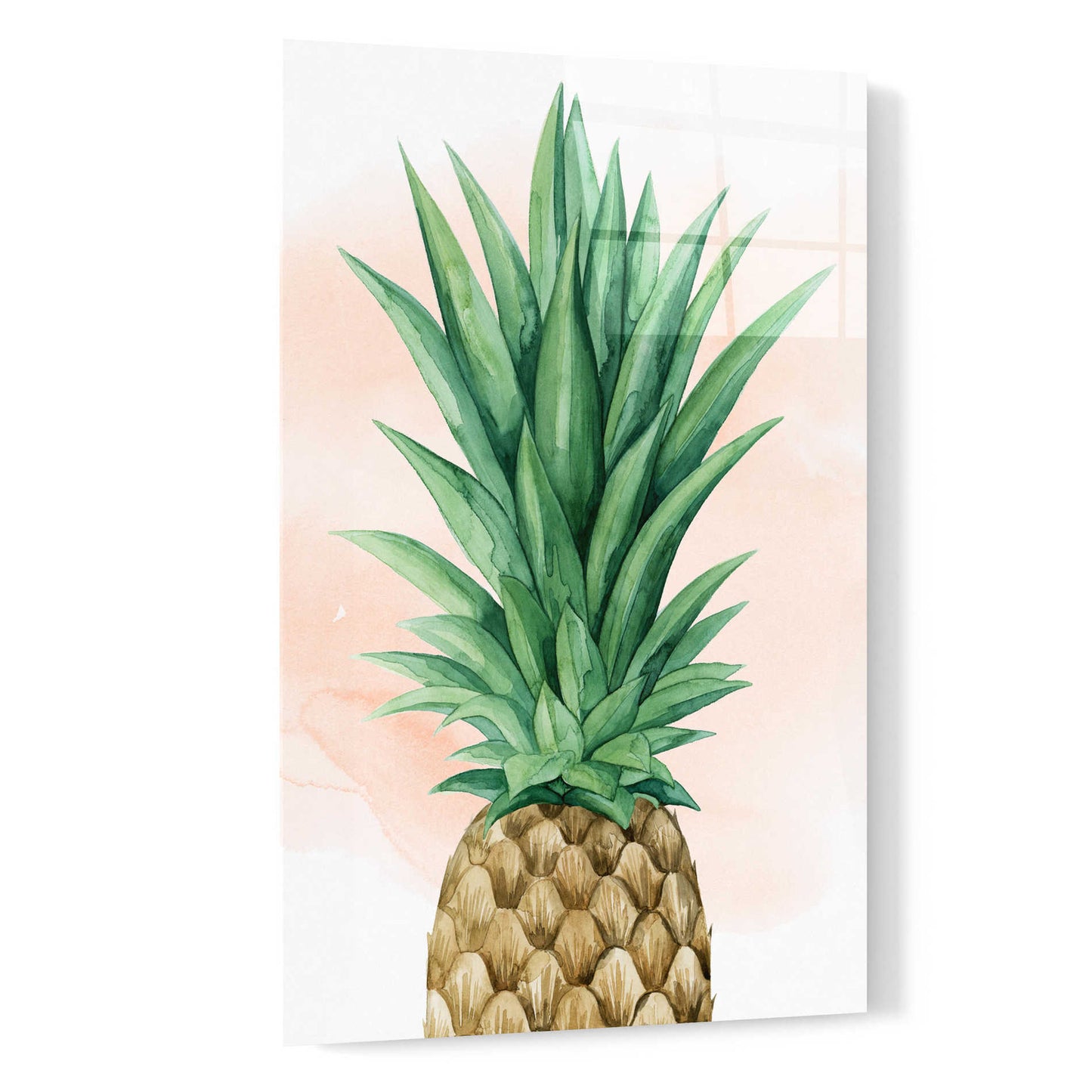 Epic Art 'Pineapple on Coral I' by Grace Popp, Acrylic Glass Wall Art,16x24