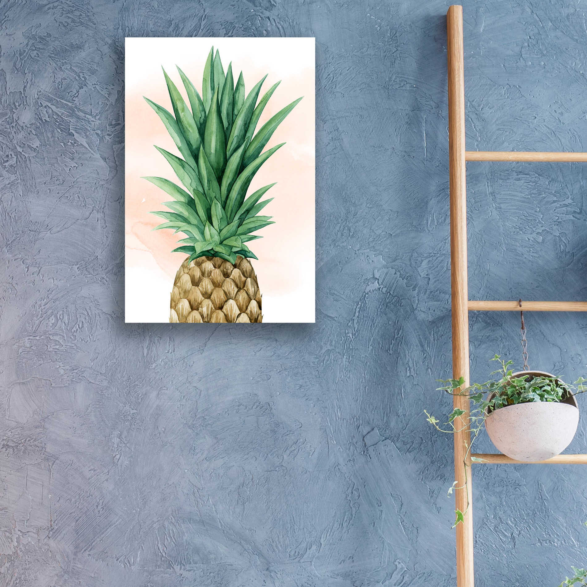 Epic Art 'Pineapple on Coral I' by Grace Popp, Acrylic Glass Wall Art,16x24