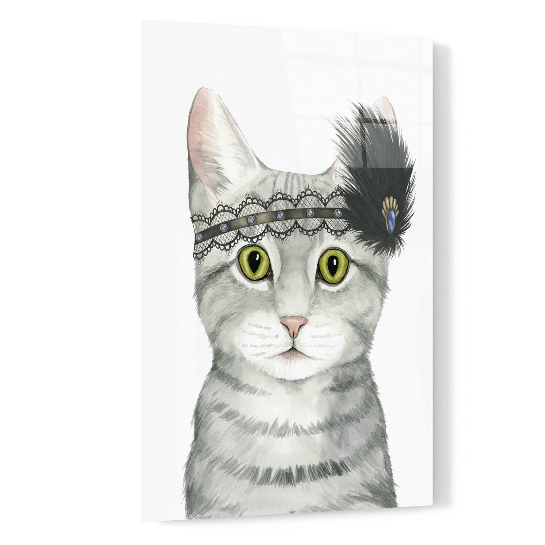 Epic Art 'Downton Cat III' by Grace Popp, Acrylic Glass Wall Art,16x24