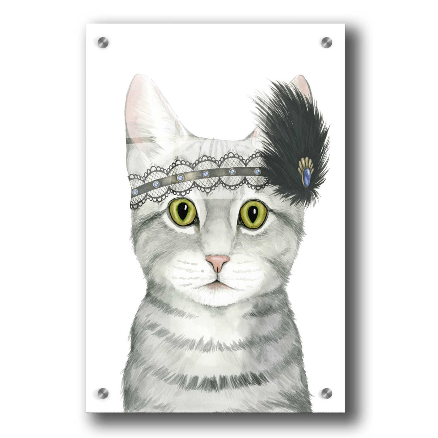Epic Art 'Downton Cat III' by Grace Popp, Acrylic Glass Wall Art,24x36