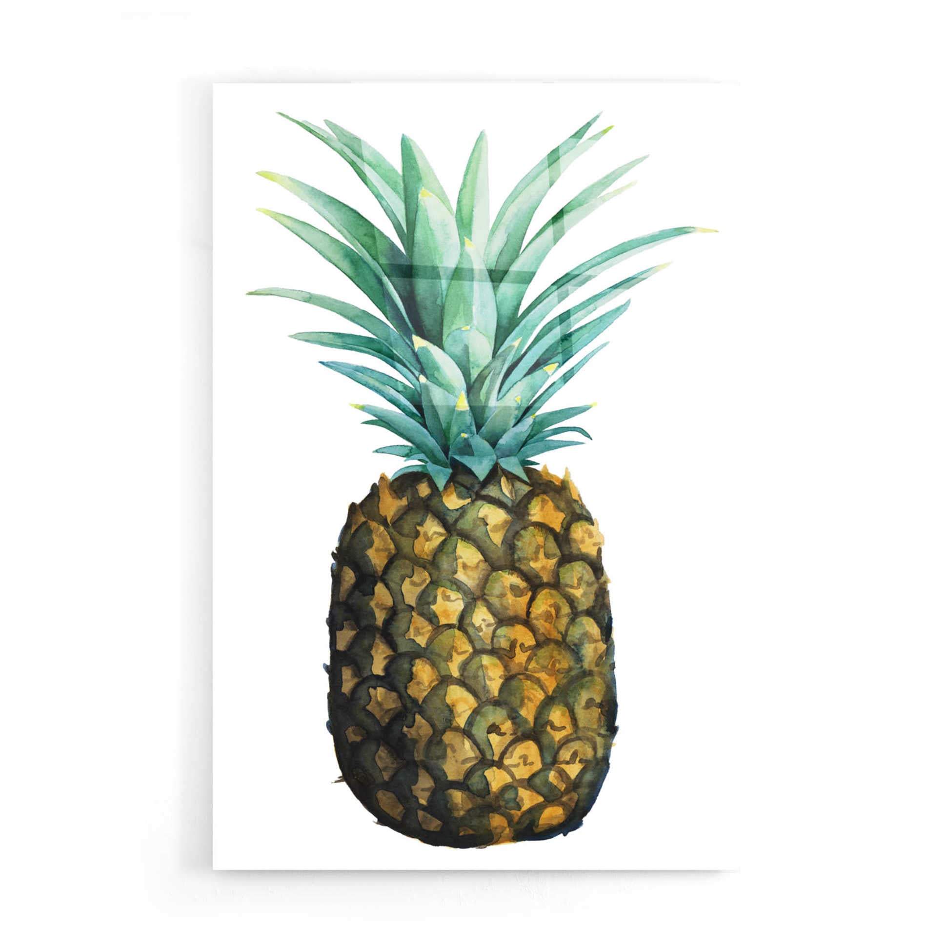 Epic Art 'Watercolor Pineapple I' by Grace Popp, Acrylic Glass Wall Art,16x24