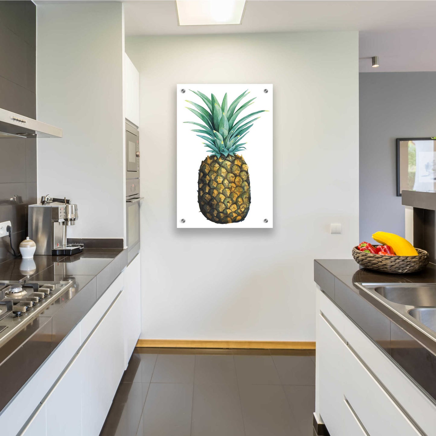 Epic Art 'Watercolor Pineapple I' by Grace Popp, Acrylic Glass Wall Art,24x36