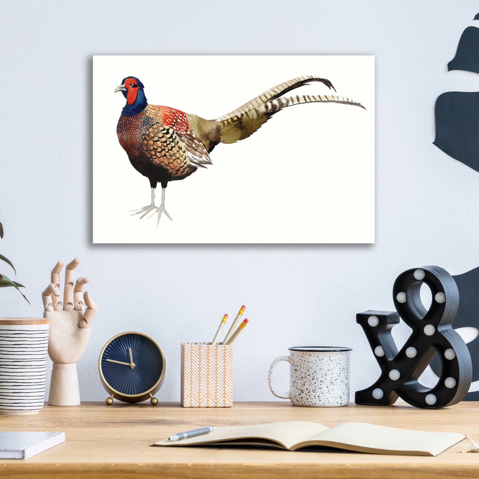 Epic Art 'Watercolor Pheasant II' by Grace Popp, Acrylic Glass Wall Art,16x12