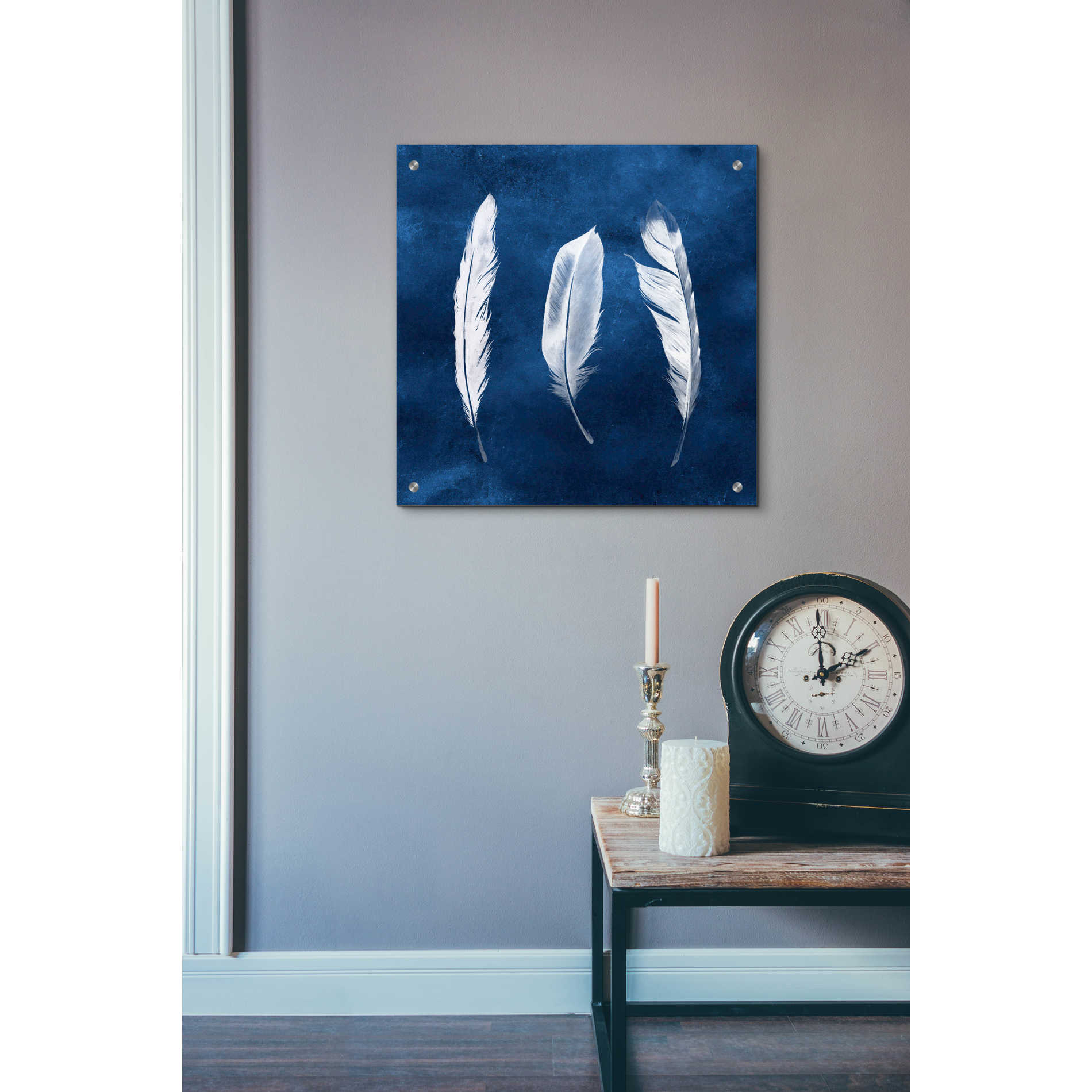 Epic Art 'Cyanotype Feathers II' by Grace Popp, Acrylic Glass Wall Art,24x24