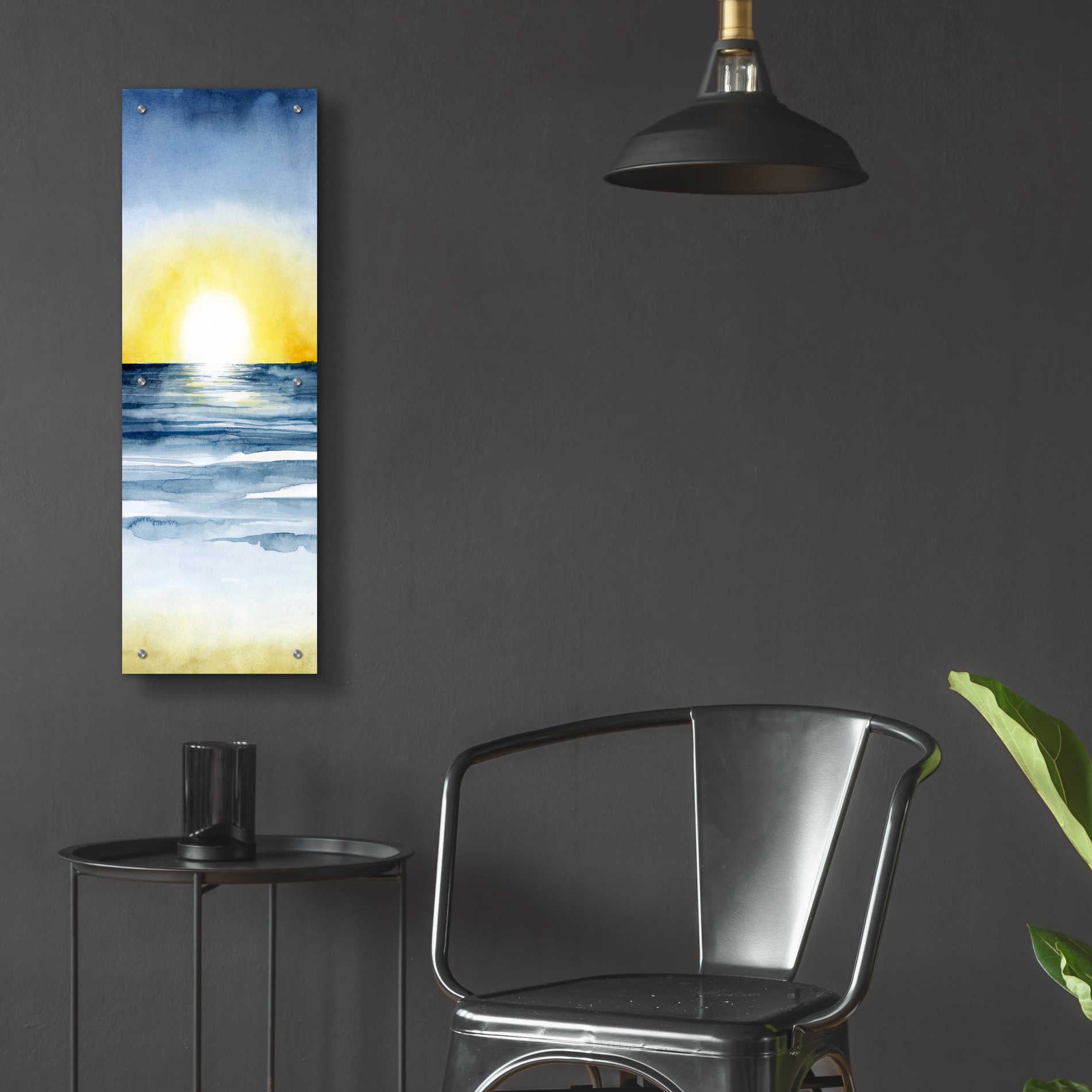 Epic Art 'Layered Sunset Triptych II' by Grace Popp, Acrylic Glass Wall Art,12x36