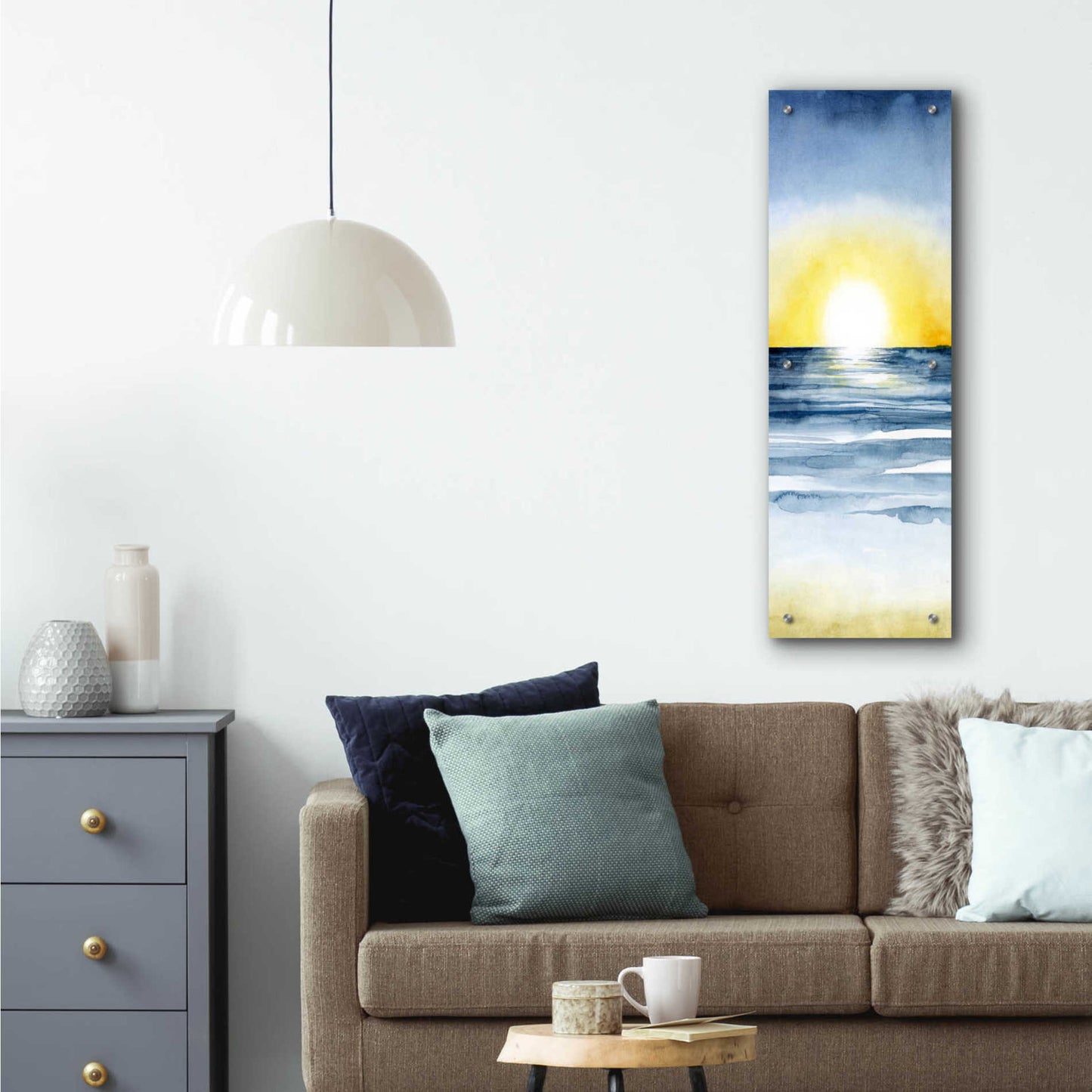 Epic Art 'Layered Sunset Triptych II' by Grace Popp, Acrylic Glass Wall Art,12x36