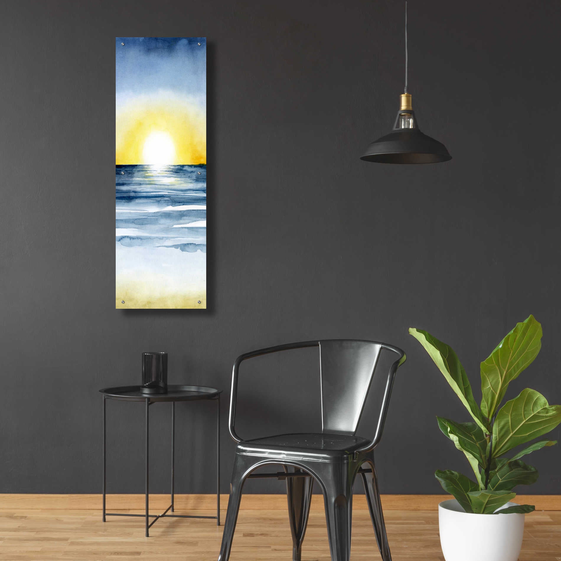 Epic Art 'Layered Sunset Triptych II' by Grace Popp, Acrylic Glass Wall Art,16x48