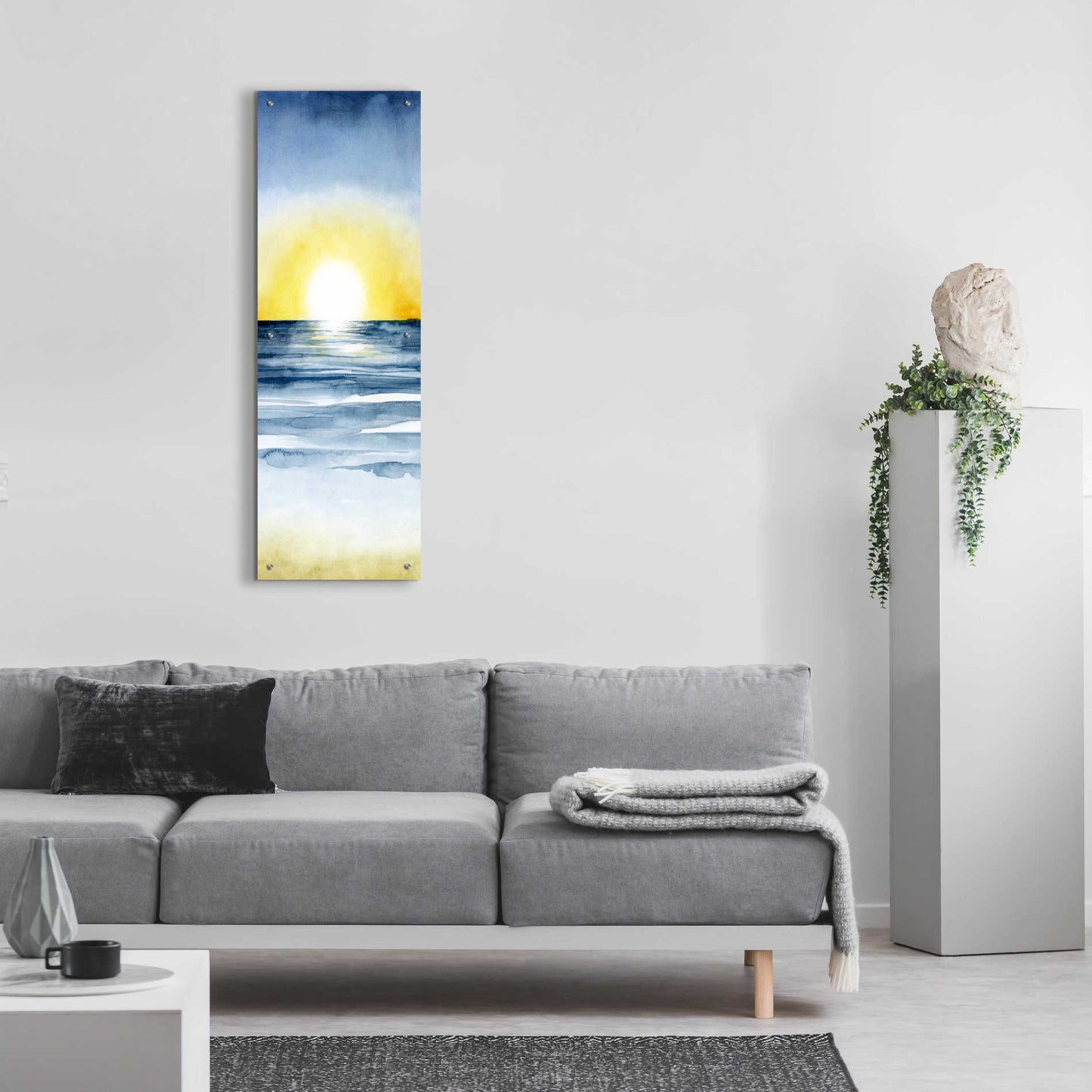 Epic Art 'Layered Sunset Triptych II' by Grace Popp, Acrylic Glass Wall Art,16x48