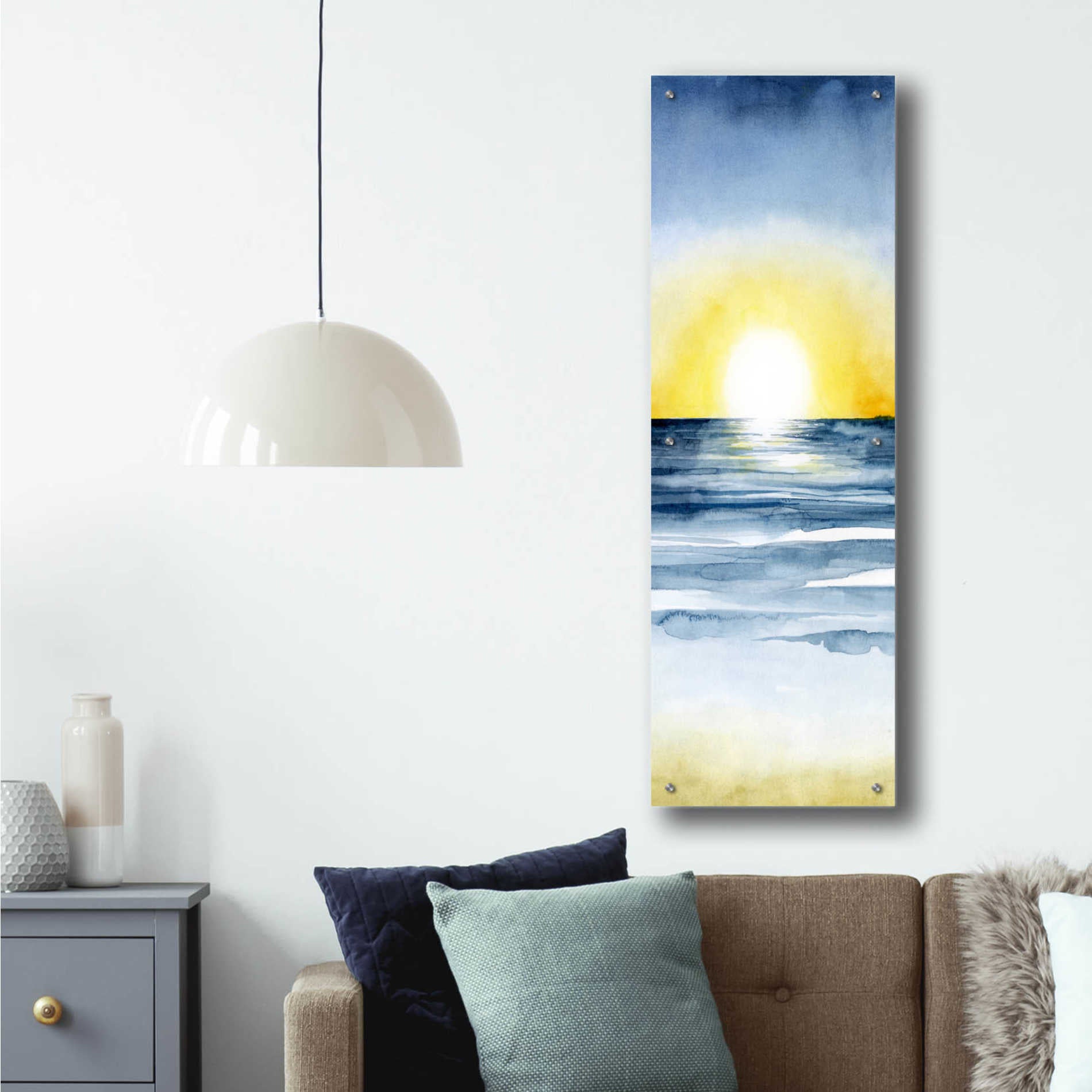 Epic Art 'Layered Sunset Triptych II' by Grace Popp, Acrylic Glass Wall Art,16x48