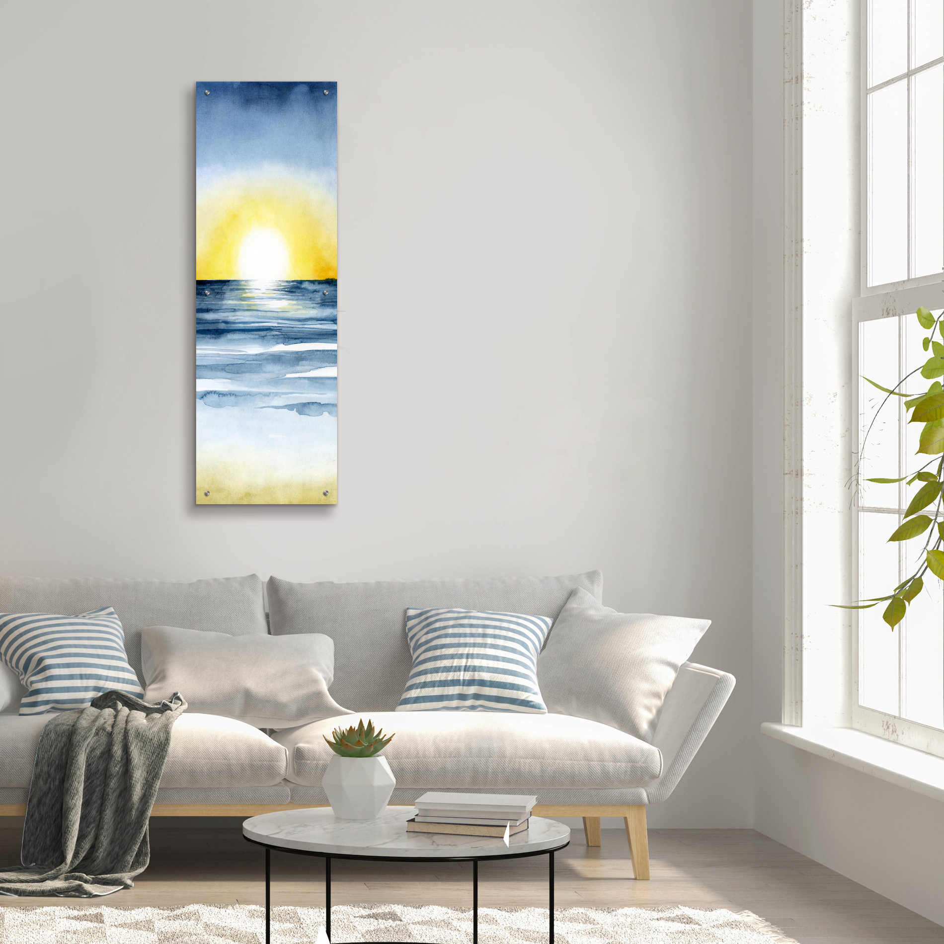 Epic Art 'Layered Sunset Triptych II' by Grace Popp, Acrylic Glass Wall Art,16x48