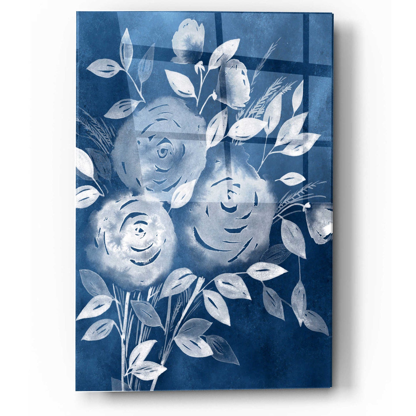 Epic Art 'Cyanotype Roses I' by Grace Popp, Acrylic Glass Wall Art,12x16