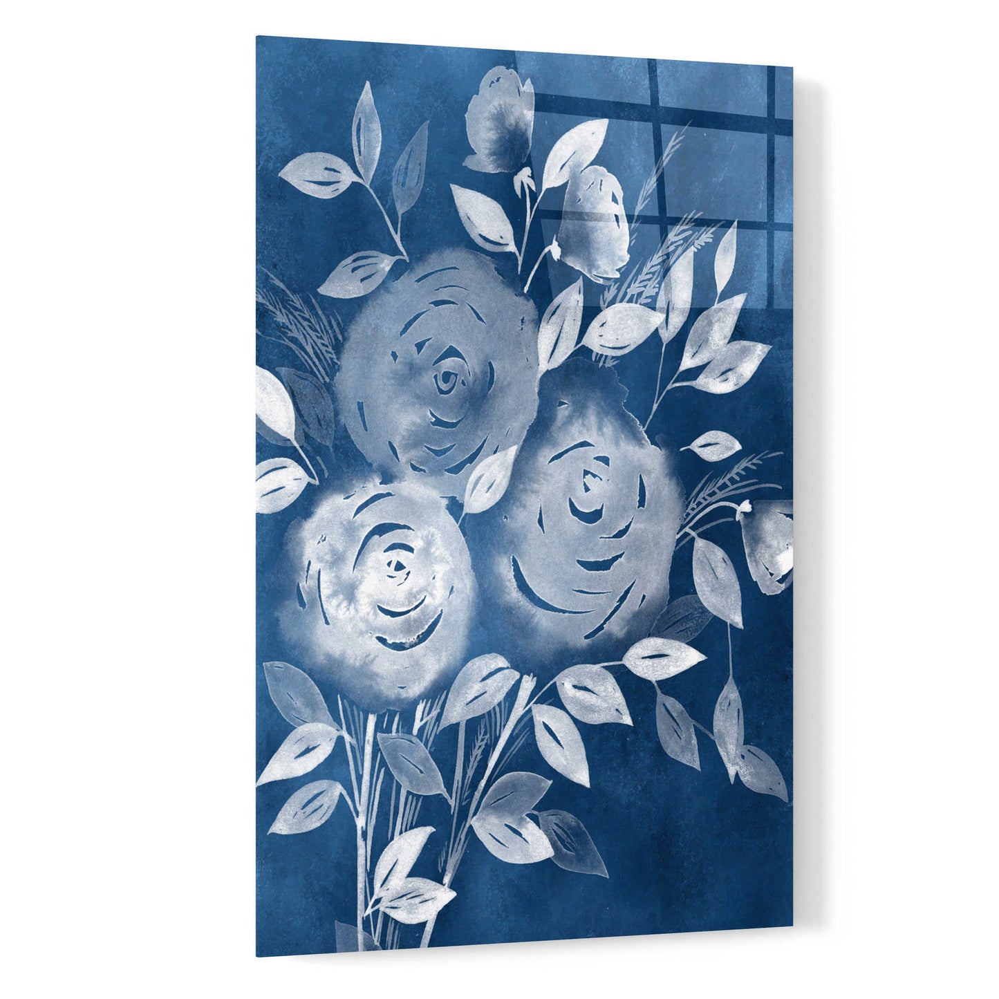 Epic Art 'Cyanotype Roses I' by Grace Popp, Acrylic Glass Wall Art,16x24