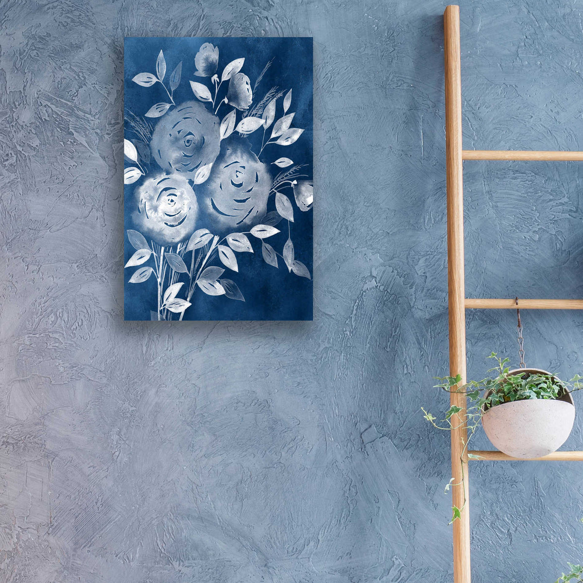 Epic Art 'Cyanotype Roses I' by Grace Popp, Acrylic Glass Wall Art,16x24