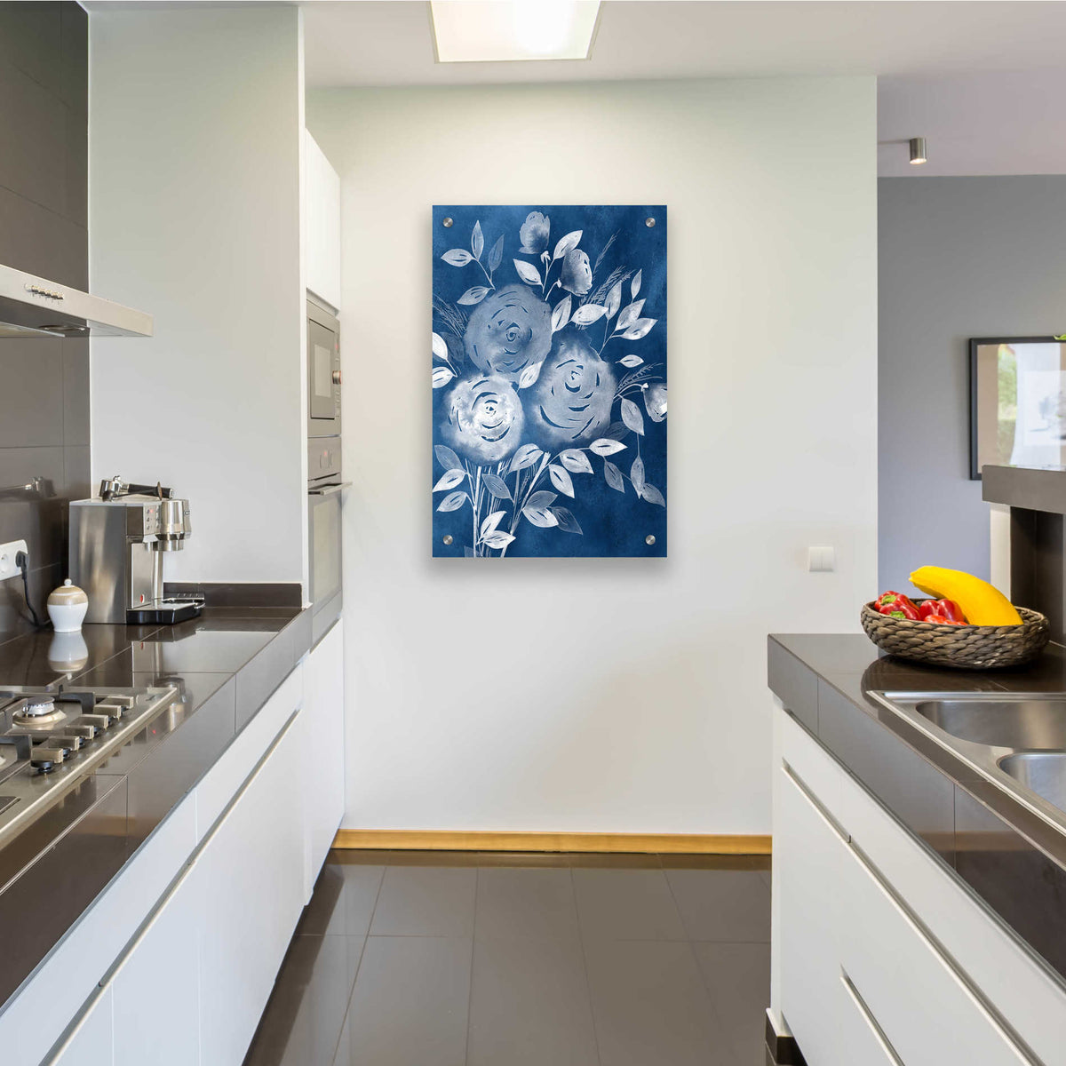 Epic Art 'Cyanotype Roses I' by Grace Popp, Acrylic Glass Wall Art,24x36