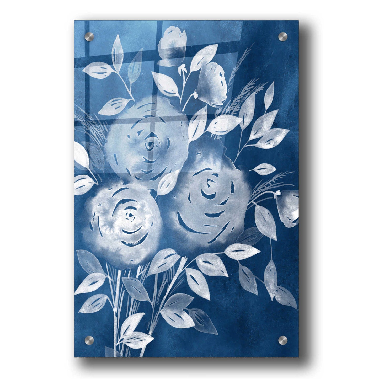 Epic Art 'Cyanotype Roses I' by Grace Popp, Acrylic Glass Wall Art,24x36