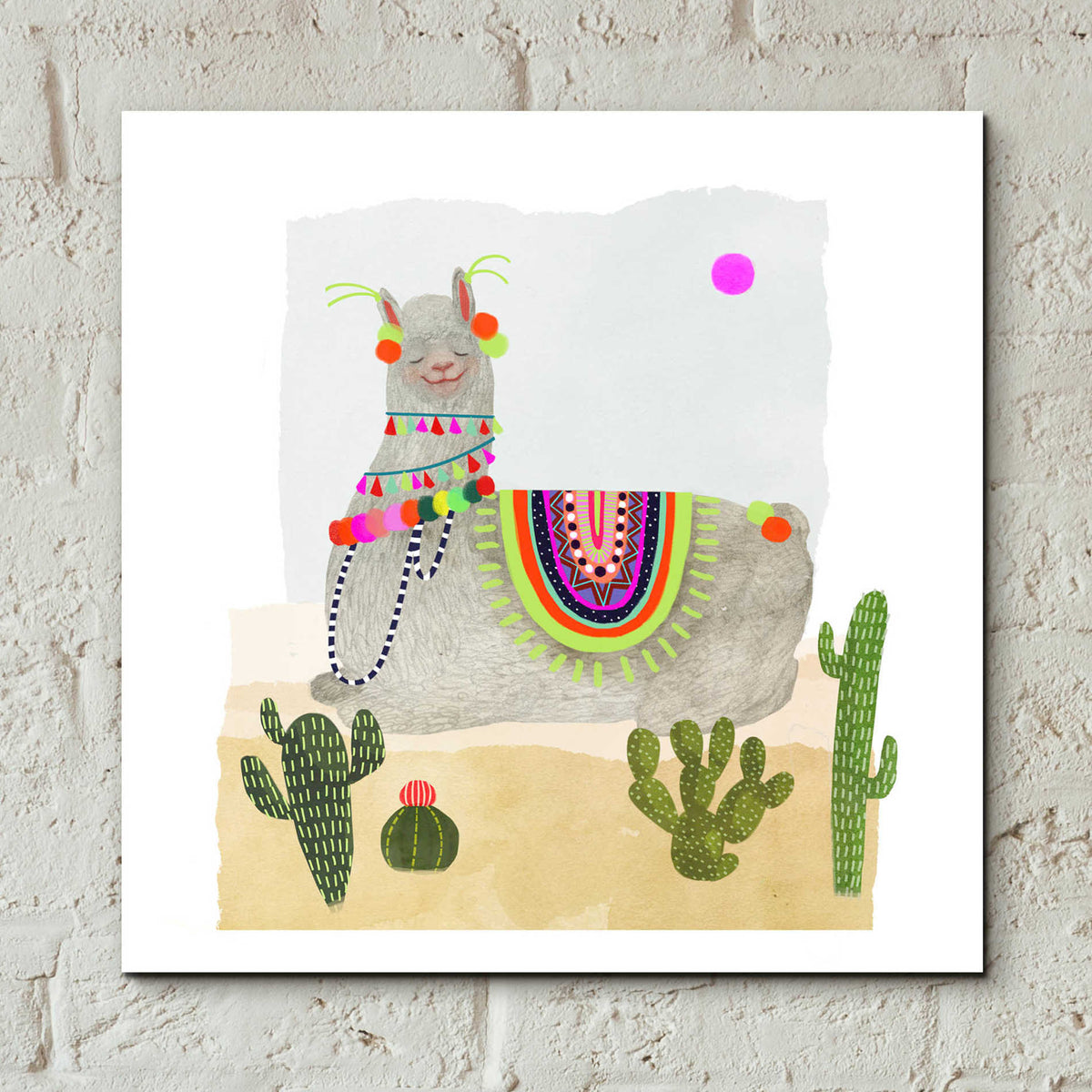 Epic Art 'Llamarama IV' by Victoria Borges, Acrylic Glass Wall Art,12x12