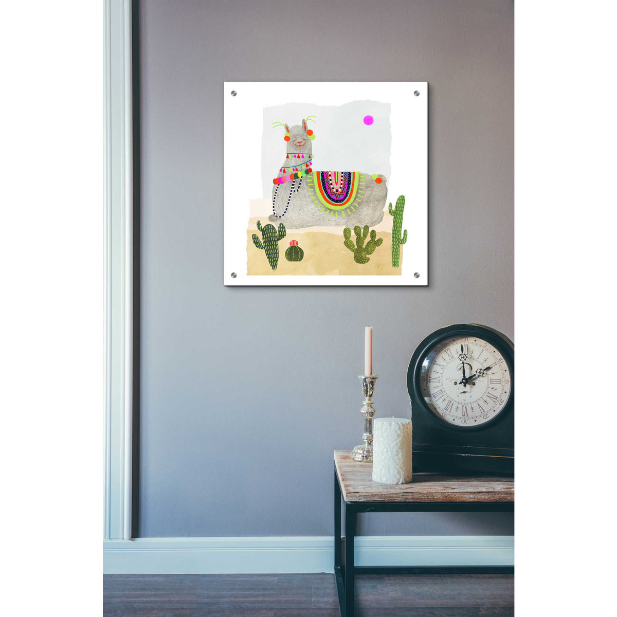Epic Art 'Llamarama IV' by Victoria Borges, Acrylic Glass Wall Art,24x24
