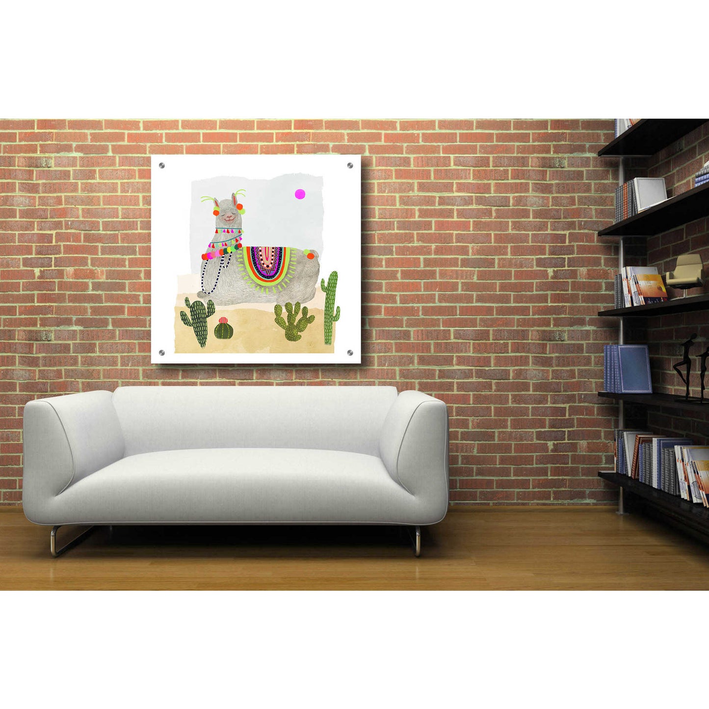 Epic Art 'Llamarama IV' by Victoria Borges, Acrylic Glass Wall Art,36x36
