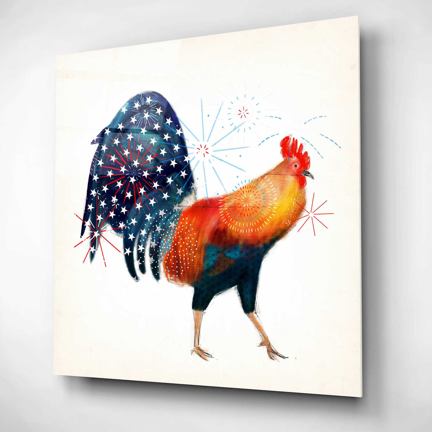 Epic Art 'Rooster Fireworks II' by Victoria Borges, Acrylic Glass Wall Art,12x12