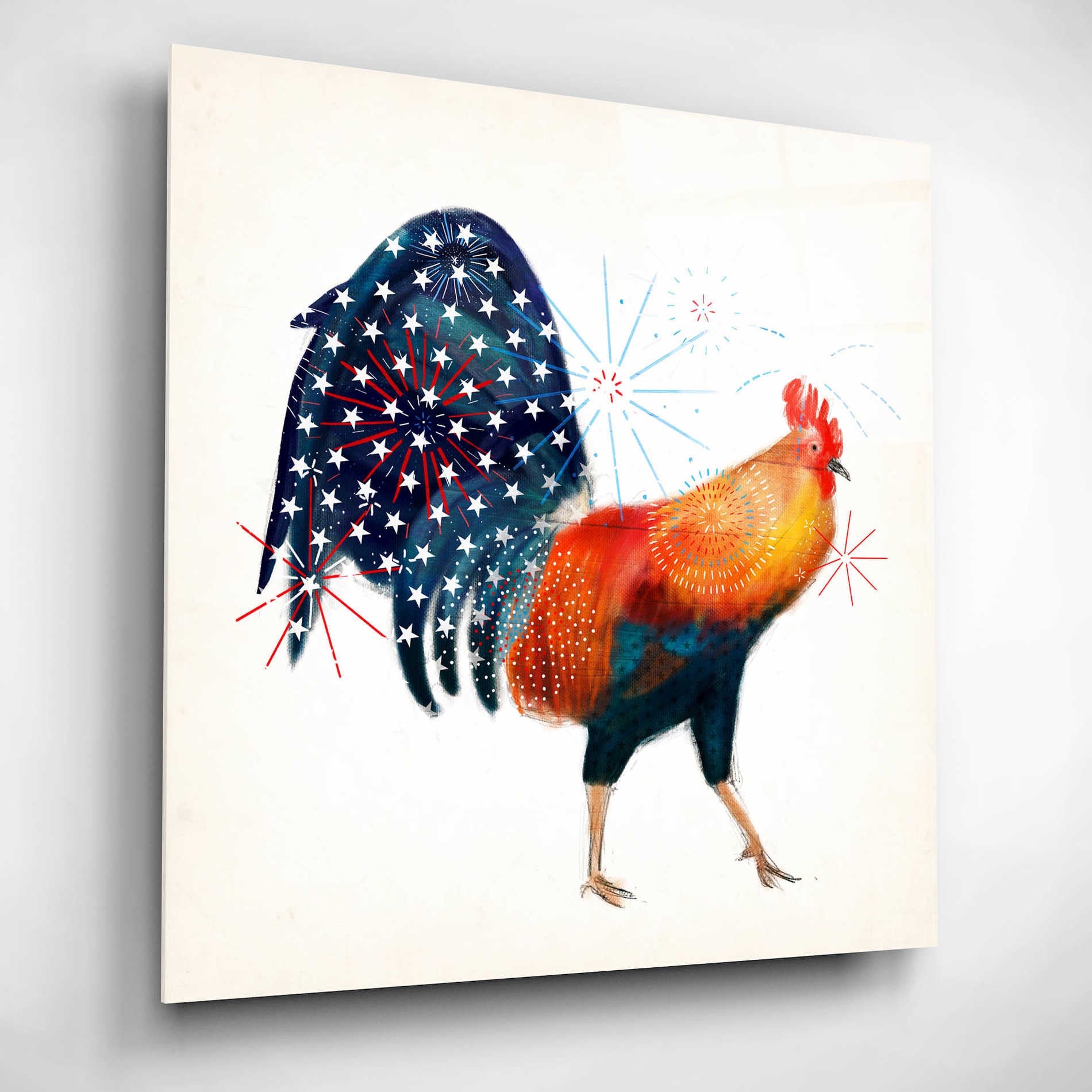 Epic Art 'Rooster Fireworks II' by Victoria Borges, Acrylic Glass Wall Art,12x12