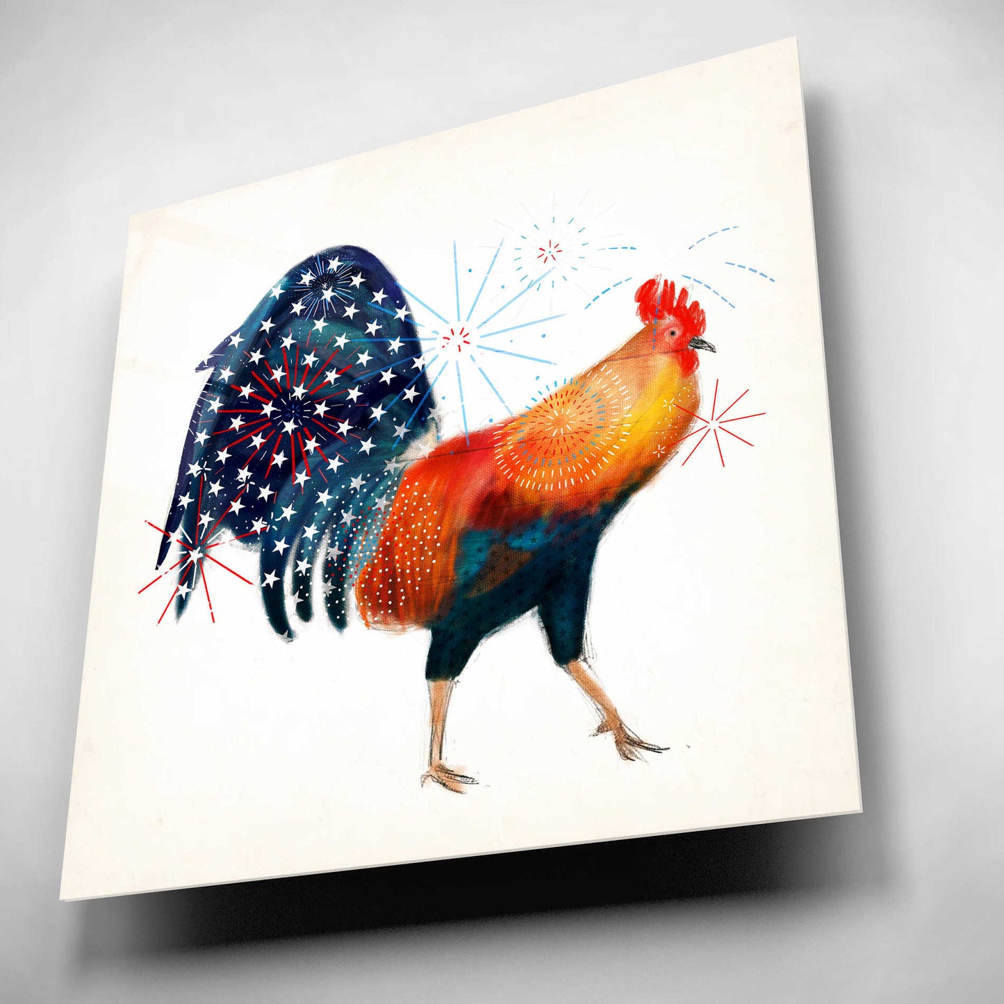 Epic Art 'Rooster Fireworks II' by Victoria Borges, Acrylic Glass Wall Art,12x12