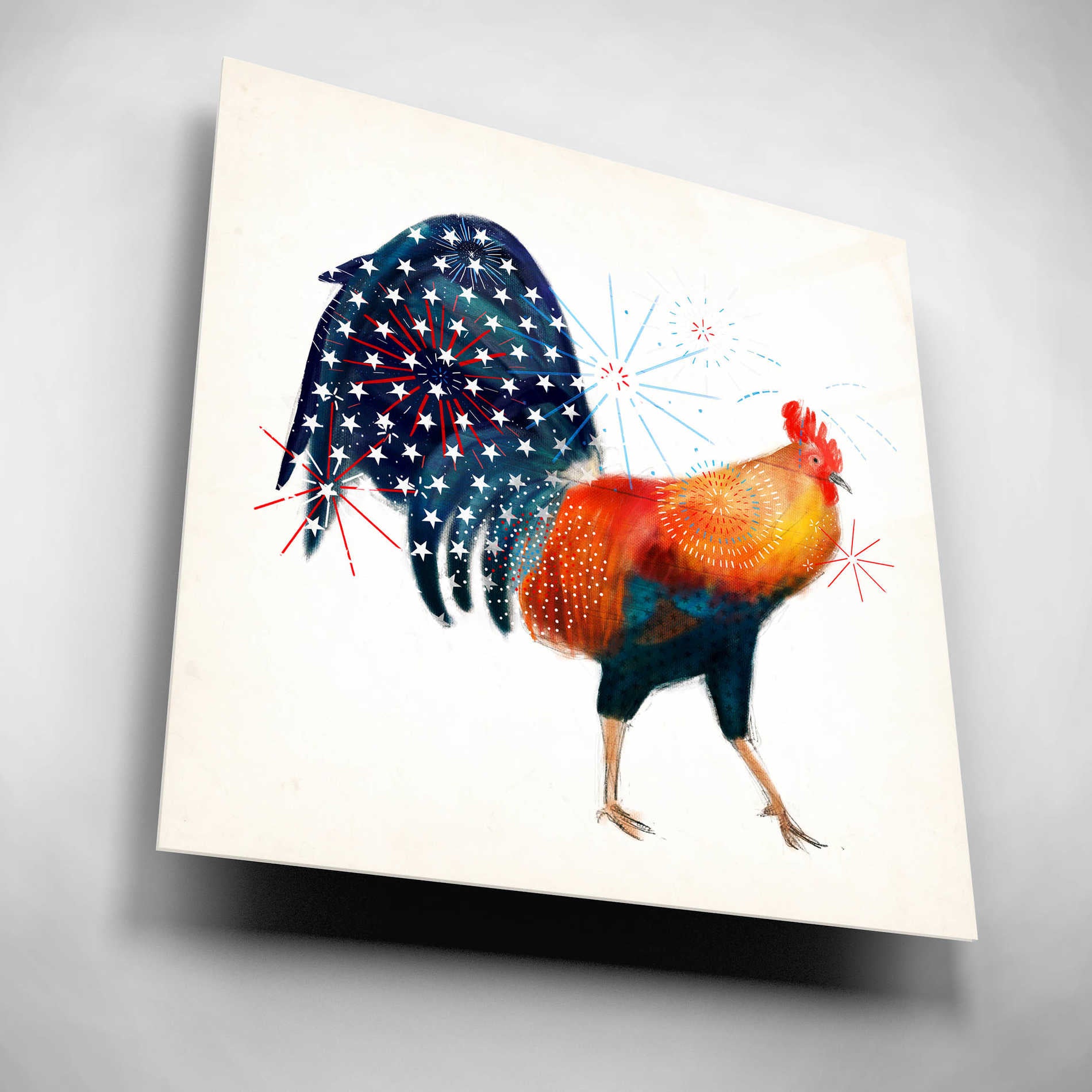 Epic Art 'Rooster Fireworks II' by Victoria Borges, Acrylic Glass Wall Art,12x12