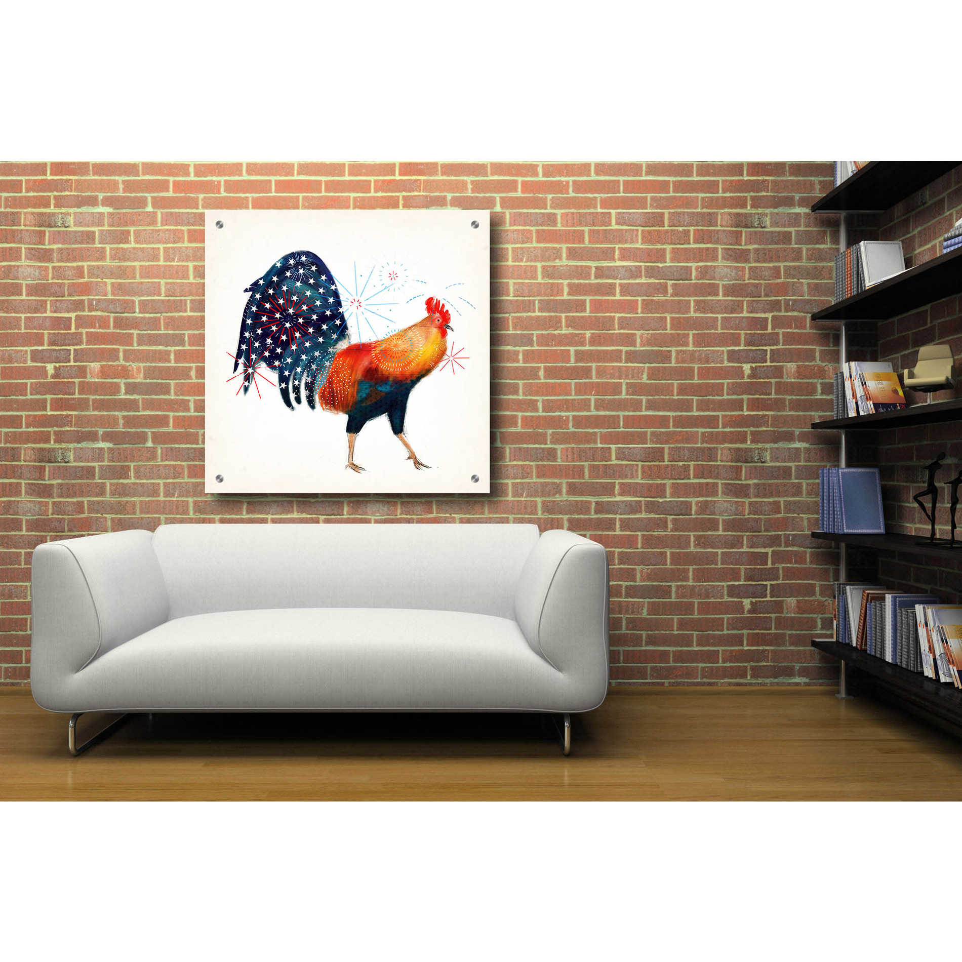 Epic Art 'Rooster Fireworks II' by Victoria Borges, Acrylic Glass Wall Art,36x36