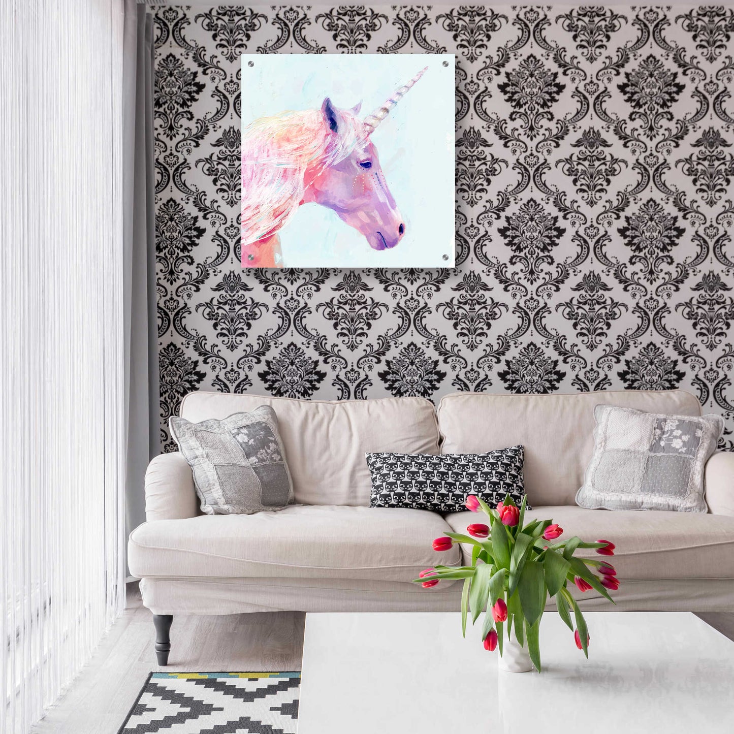 Epic Art 'Mystic Unicorn I' by Victoria Borges, Acrylic Glass Wall Art,24x24