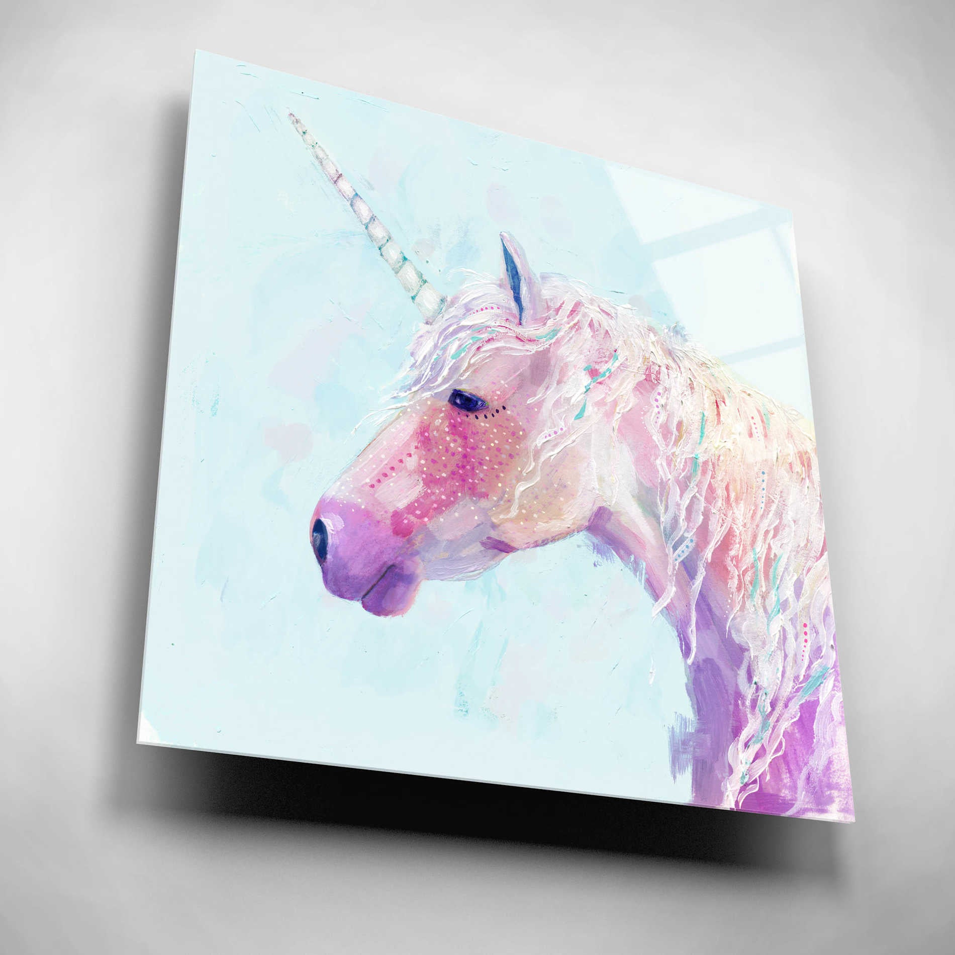 Epic Art 'Mystic Unicorn II' by Victoria Borges, Acrylic Glass Wall Art,12x12