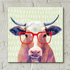 Epic Art 'Bespectacled Bovine I' by Victoria Borges, Acrylic Glass Wall Art,12x12