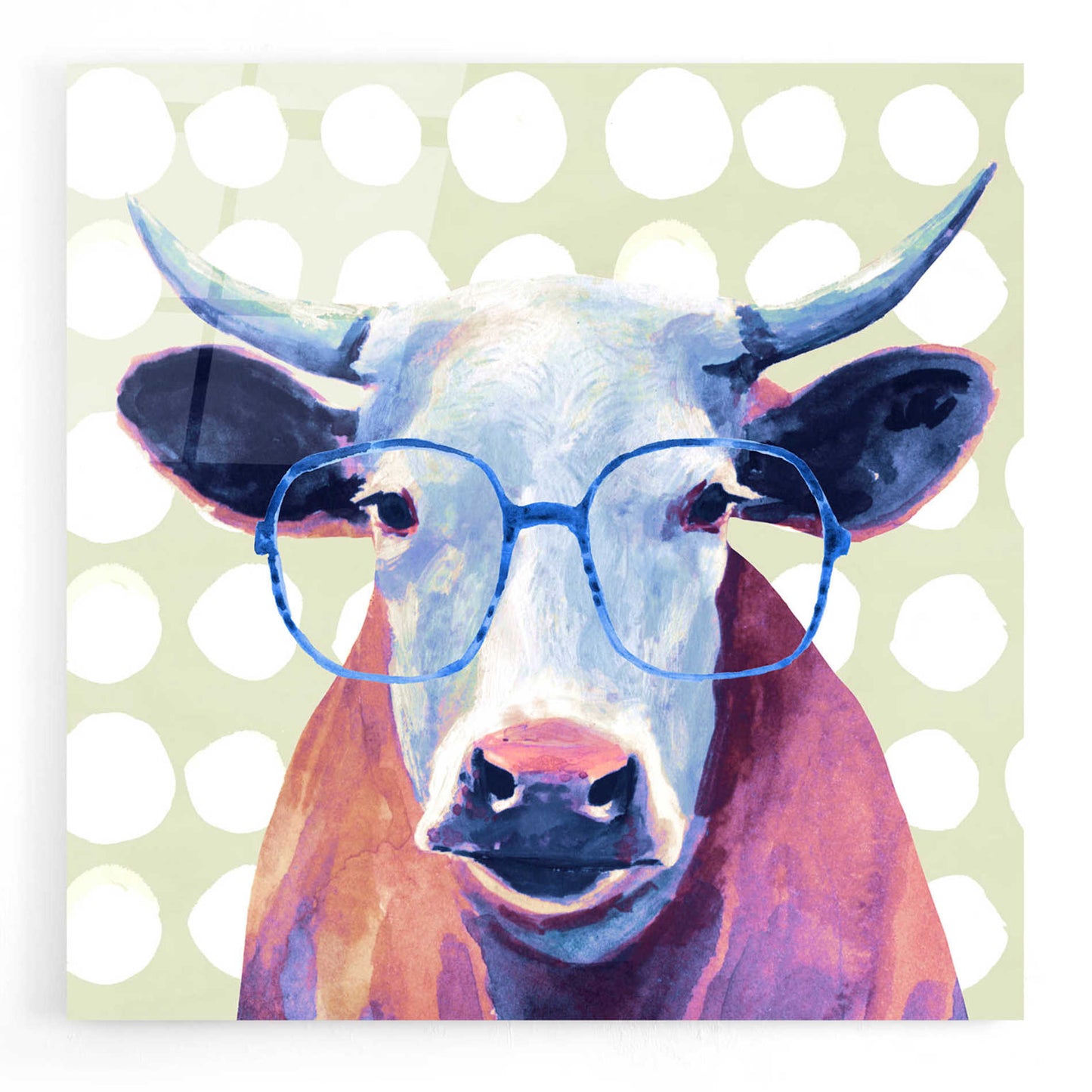 Epic Art 'Bespectacled Bovine II' by Victoria Borges, Acrylic Glass Wall Art