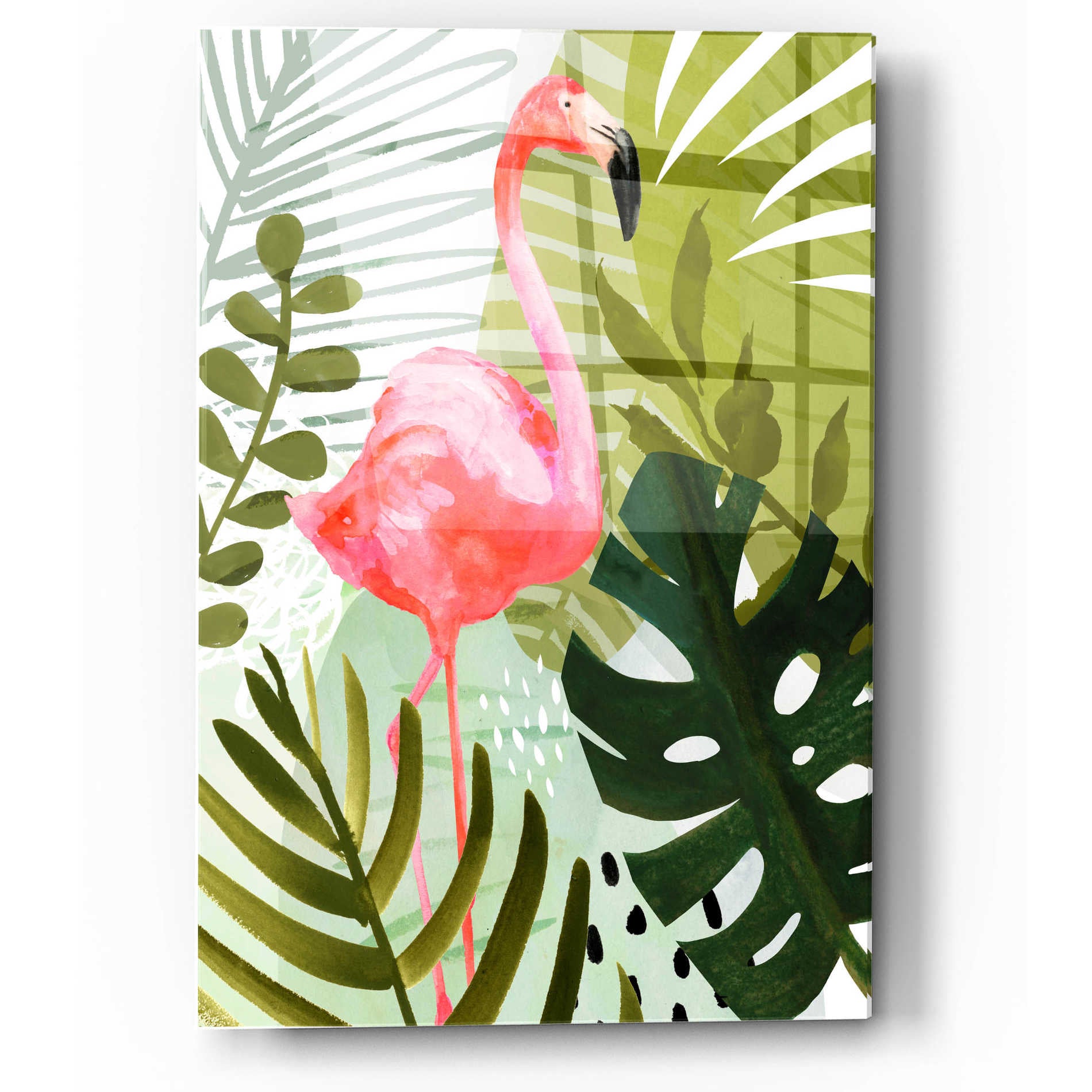 Epic Art 'Flamingo Forest II' by Victoria Borges, Acrylic Glass Wall Art,12x16