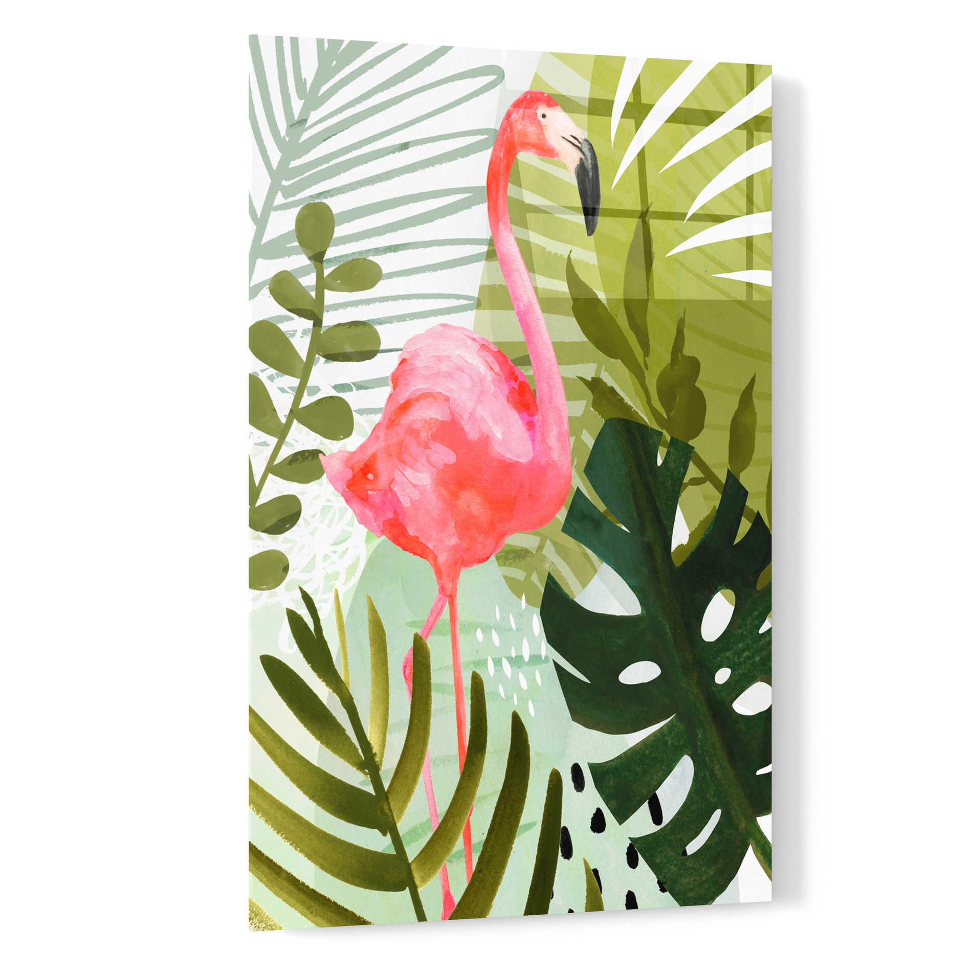 Epic Art 'Flamingo Forest II' by Victoria Borges, Acrylic Glass Wall Art,16x24