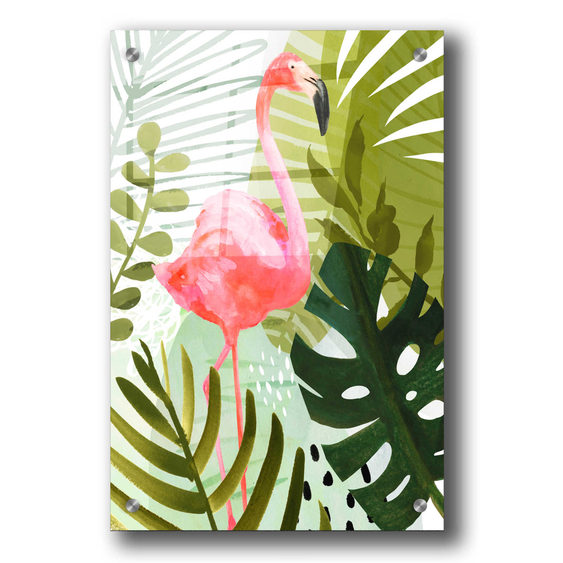 Epic Art 'Flamingo Forest II' by Victoria Borges, Acrylic Glass Wall Art,24x36