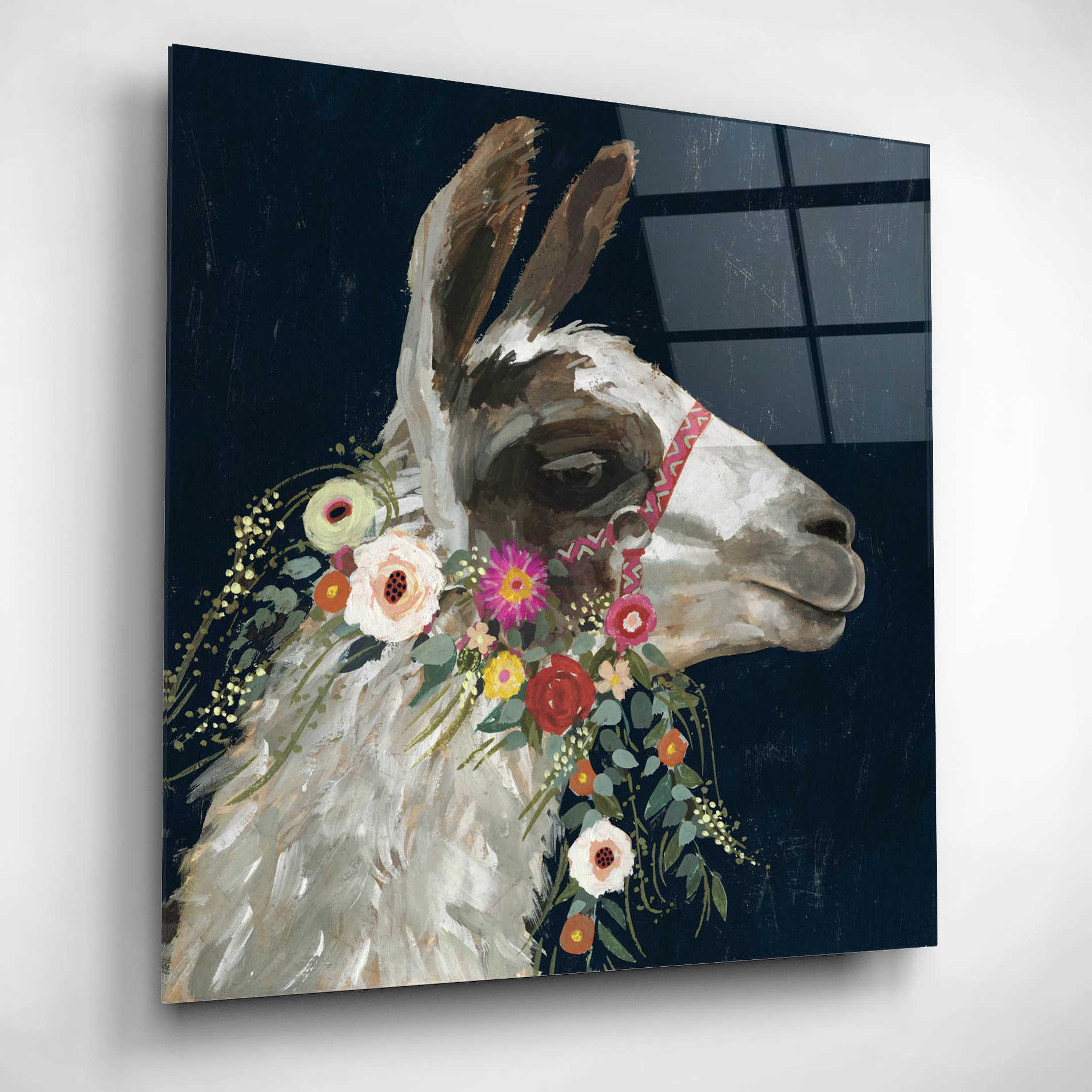Epic Art 'Lovely Llama I' by Victoria Borges, Acrylic Glass Wall Art,12x12