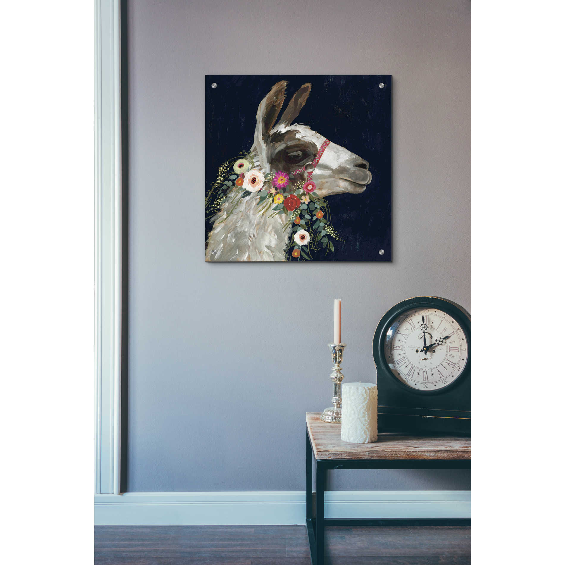 Epic Art 'Lovely Llama I' by Victoria Borges, Acrylic Glass Wall Art,24x24