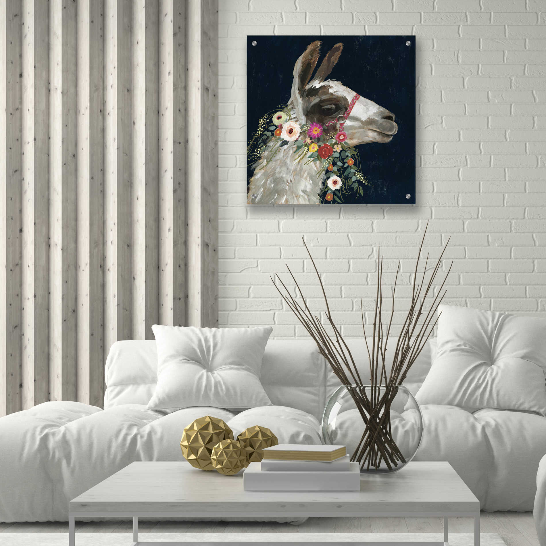 Epic Art 'Lovely Llama I' by Victoria Borges, Acrylic Glass Wall Art,24x24