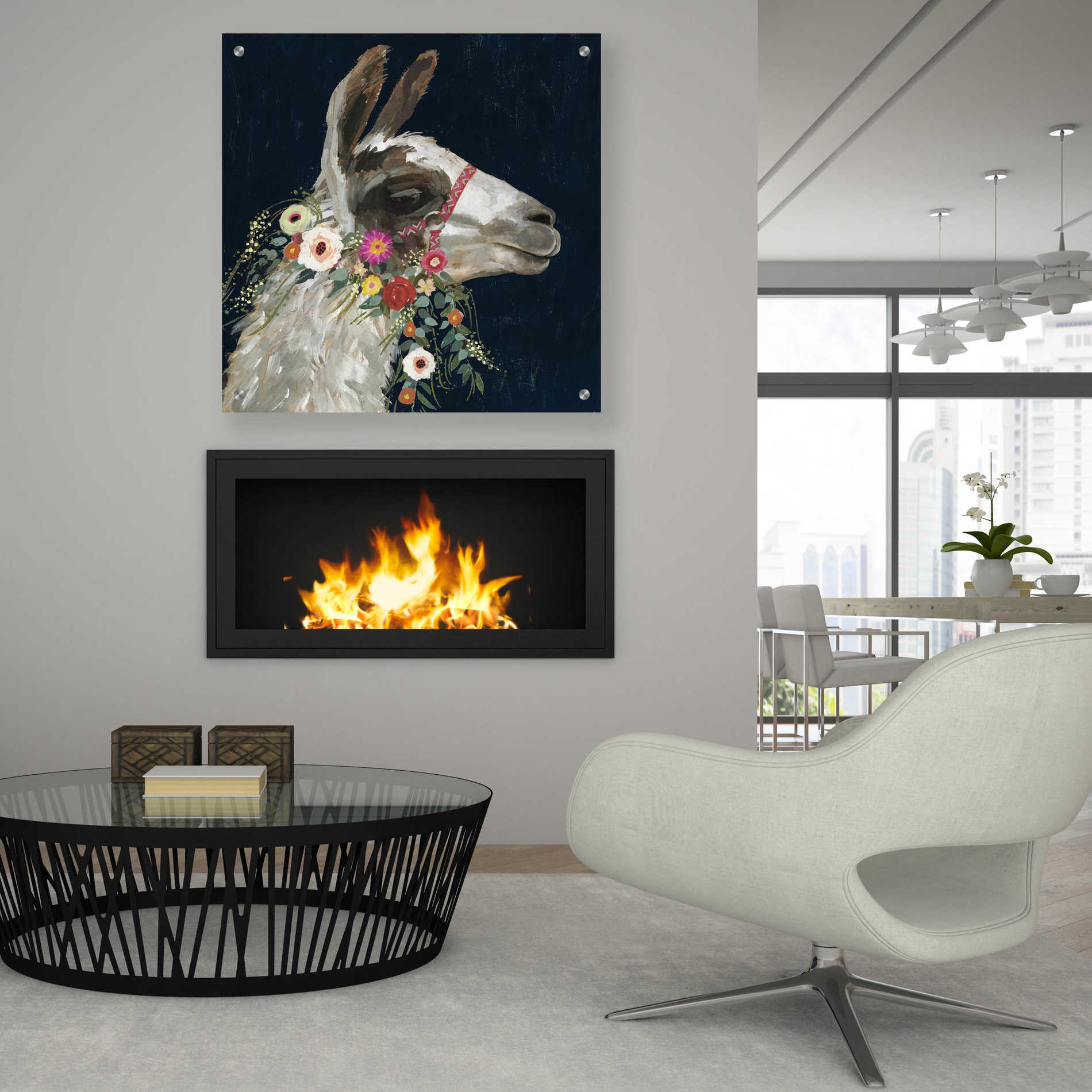 Epic Art 'Lovely Llama I' by Victoria Borges, Acrylic Glass Wall Art,36x36