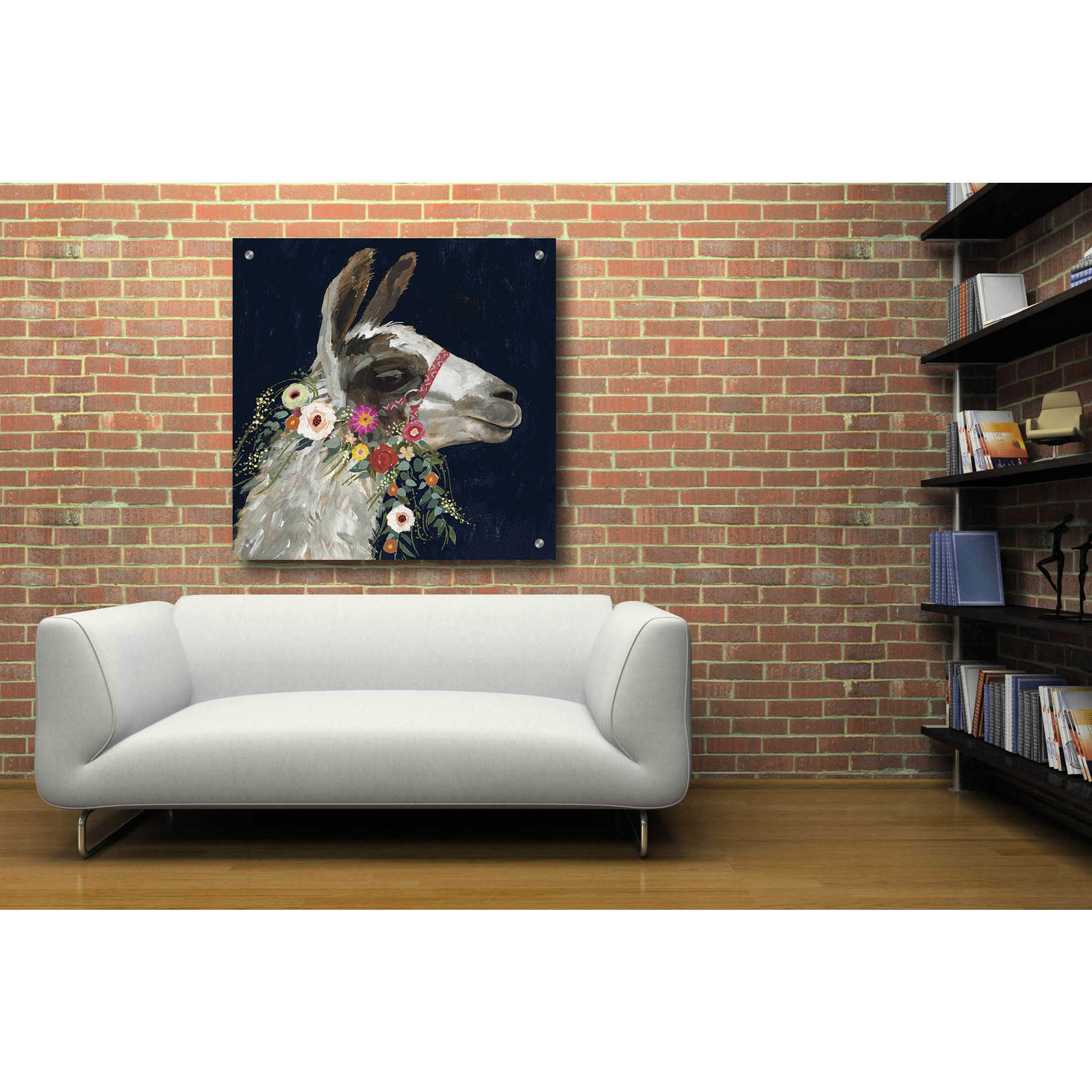 Epic Art 'Lovely Llama I' by Victoria Borges, Acrylic Glass Wall Art,36x36