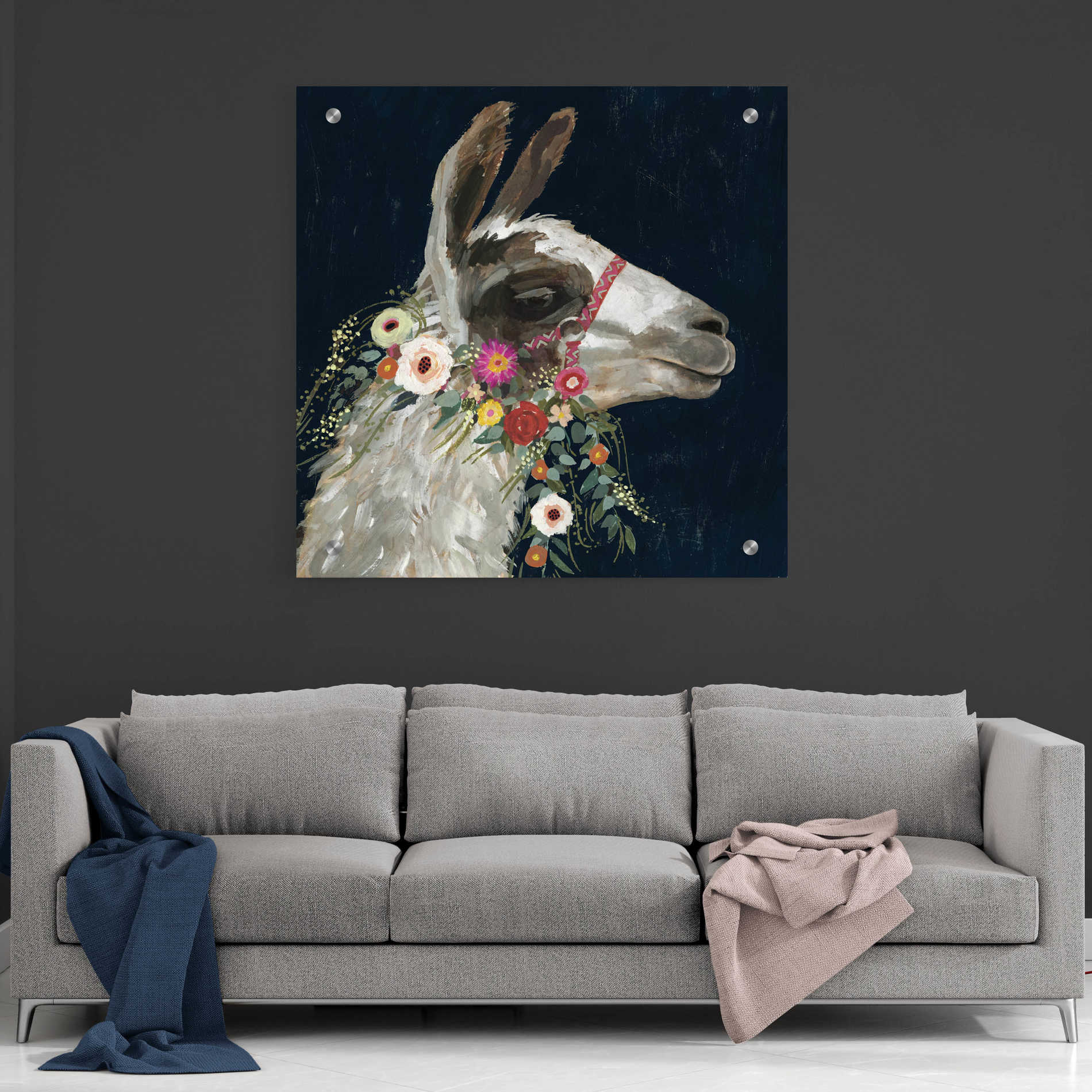 Epic Art 'Lovely Llama I' by Victoria Borges, Acrylic Glass Wall Art,36x36