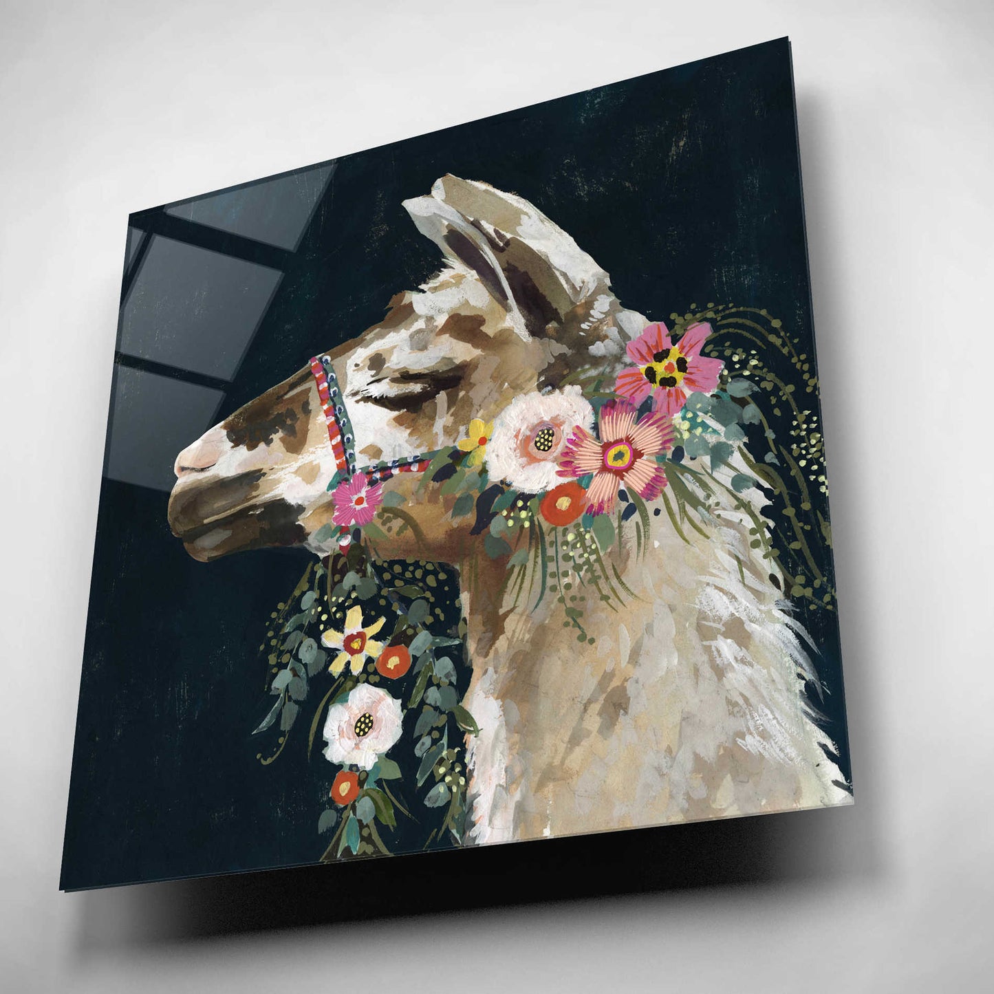 Epic Art 'Lovely Llama II' by Victoria Borges, Acrylic Glass Wall Art,12x12