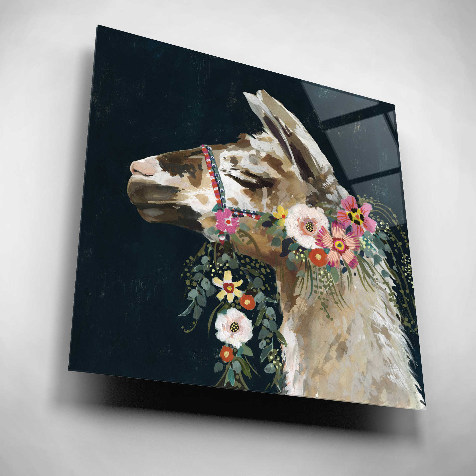 Epic Art 'Lovely Llama II' by Victoria Borges, Acrylic Glass Wall Art,12x12