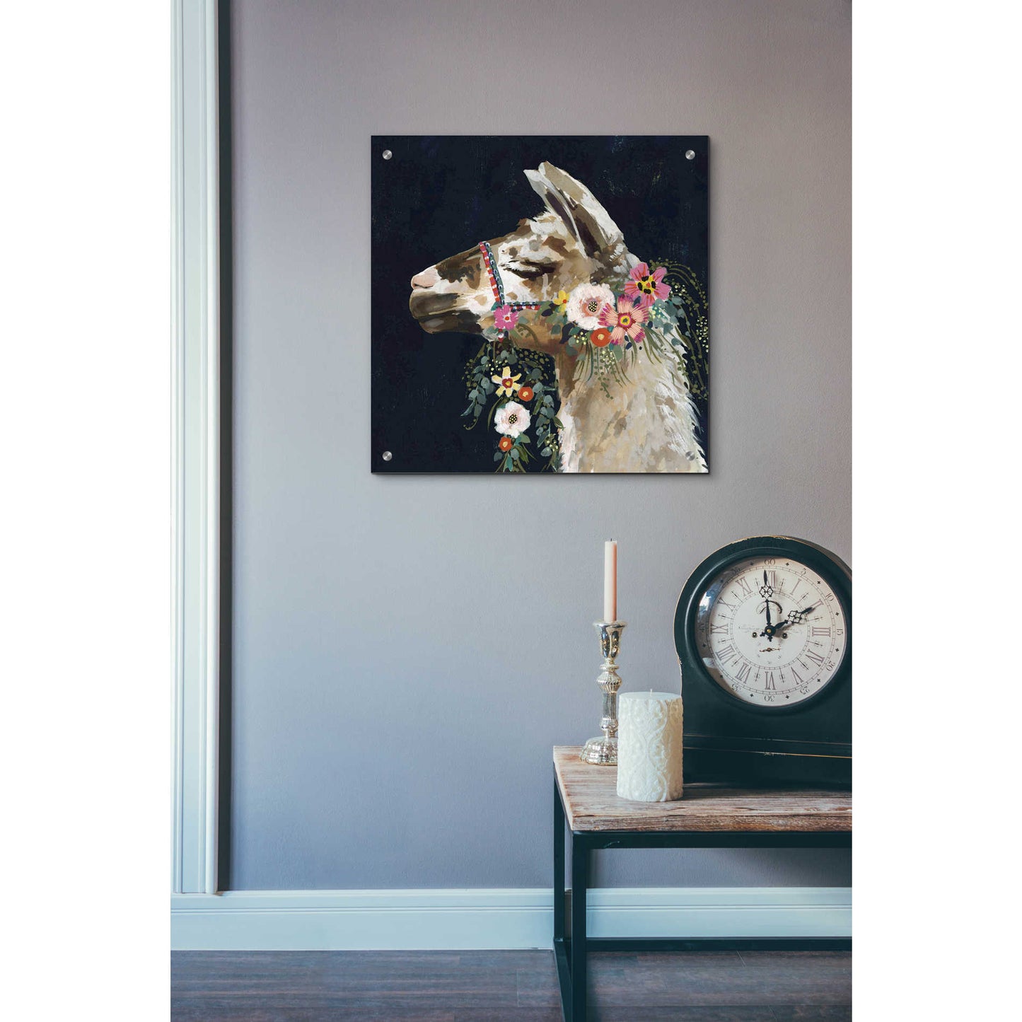 Epic Art 'Lovely Llama II' by Victoria Borges, Acrylic Glass Wall Art,24x24