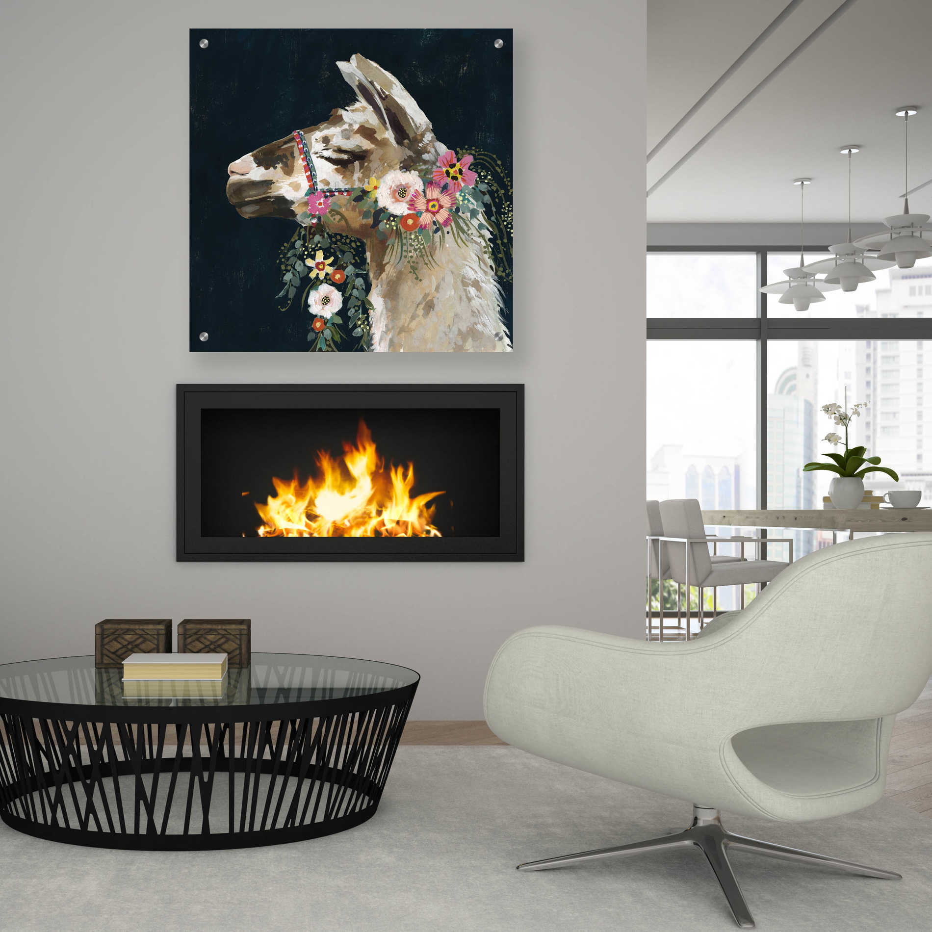 Epic Art 'Lovely Llama II' by Victoria Borges, Acrylic Glass Wall Art,36x36