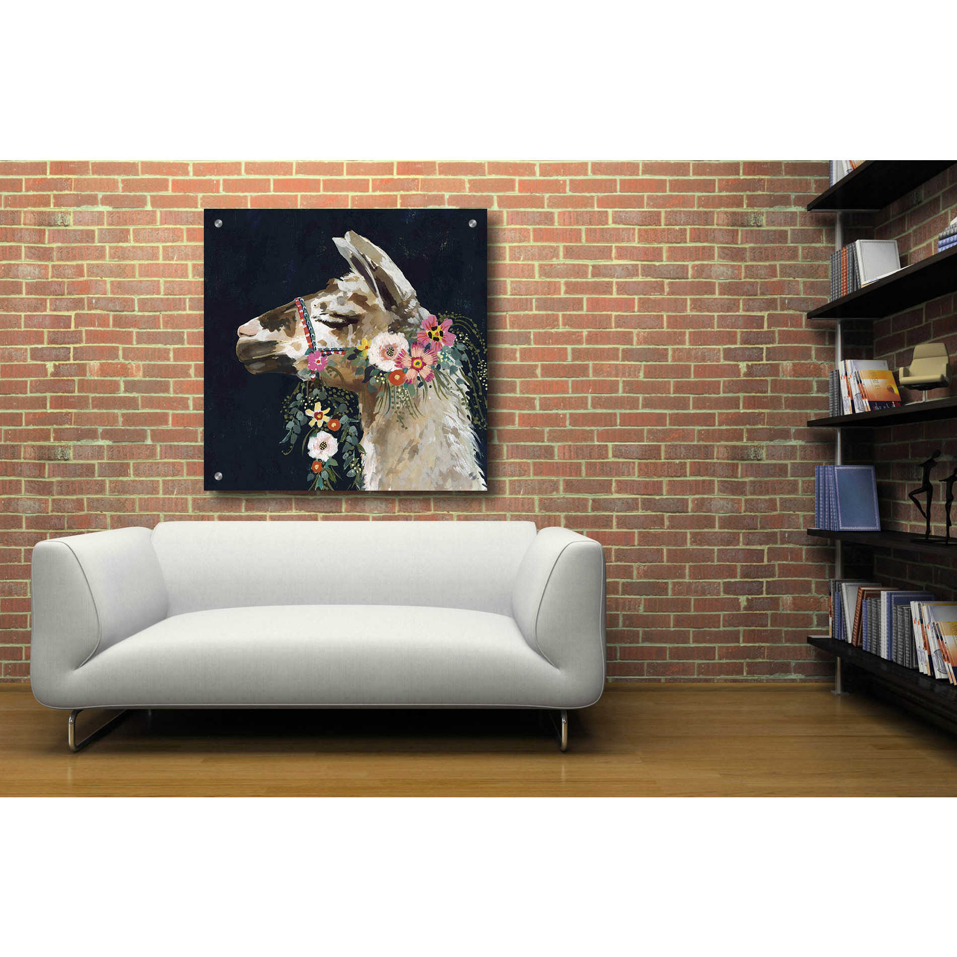 Epic Art 'Lovely Llama II' by Victoria Borges, Acrylic Glass Wall Art,36x36