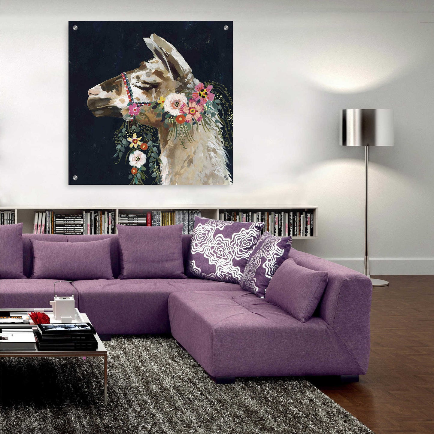 Epic Art 'Lovely Llama II' by Victoria Borges, Acrylic Glass Wall Art,36x36